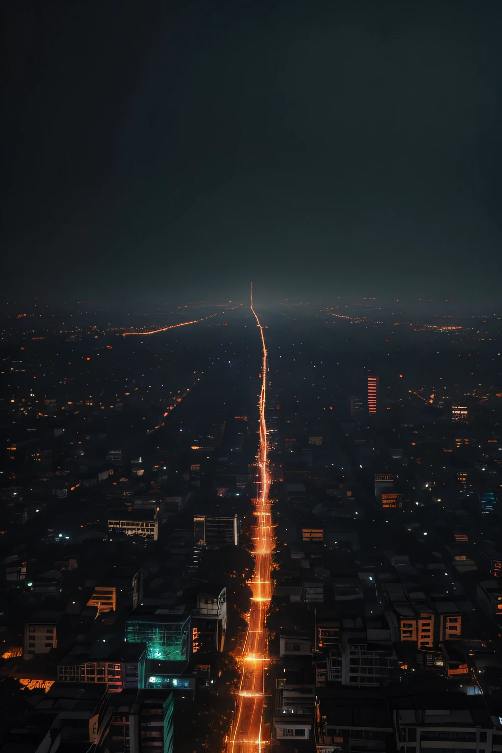 Create an eerie oil painting with surreal elements, reminiscent of the work of a local Myanmar artist, portraying a Yangon city plunged into darkness without electricity, with a haunting nocturnal cityscape composition that sends shivers down the spine