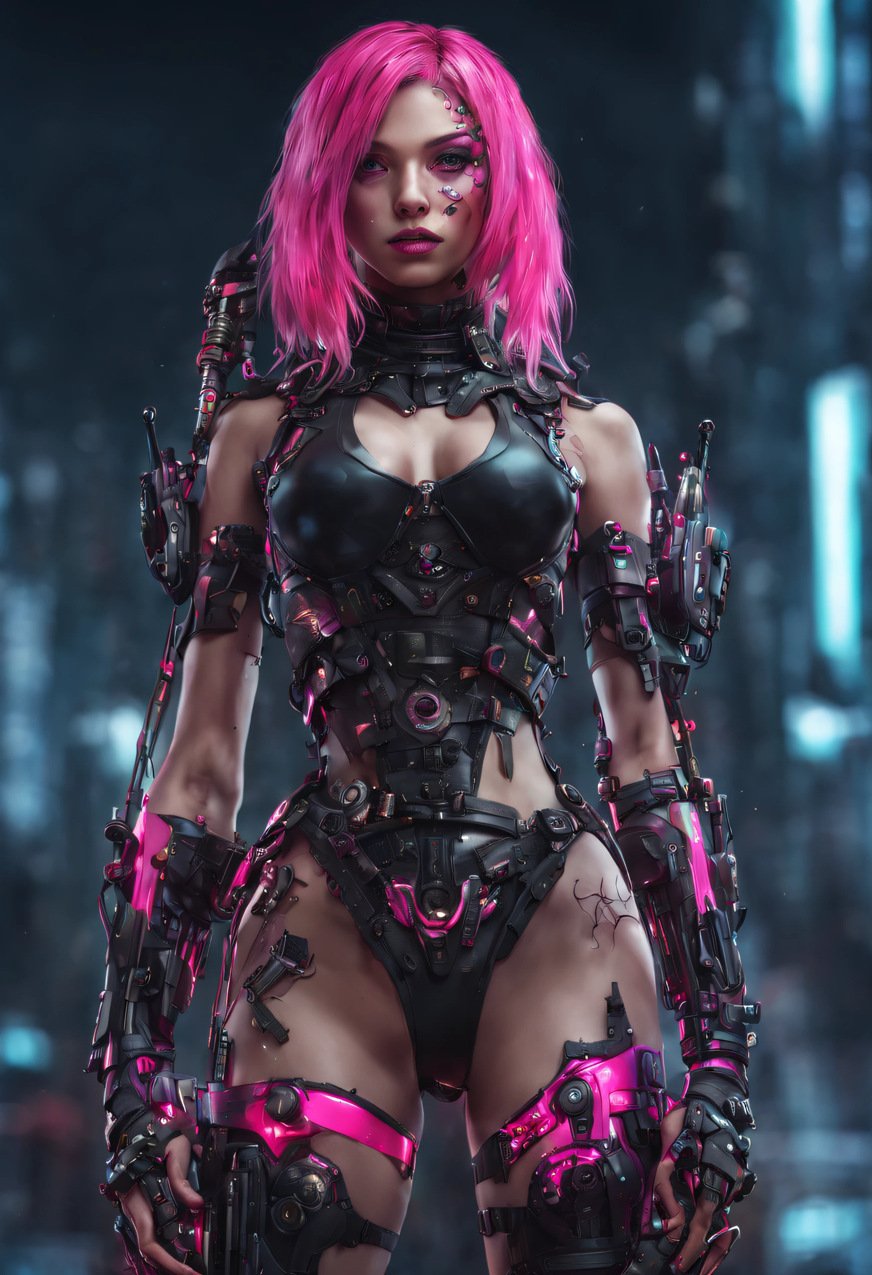 Ultra beautiful freaky girl cyberpunk style, black-pink hairs, hyperdetailed intricately detailed  trending on Artstation, Unreal Engine 5 detailed matte painting, deep color, fantastical, intricate detail, splash screen, complementary colors, modern concept art, 8k resolution,