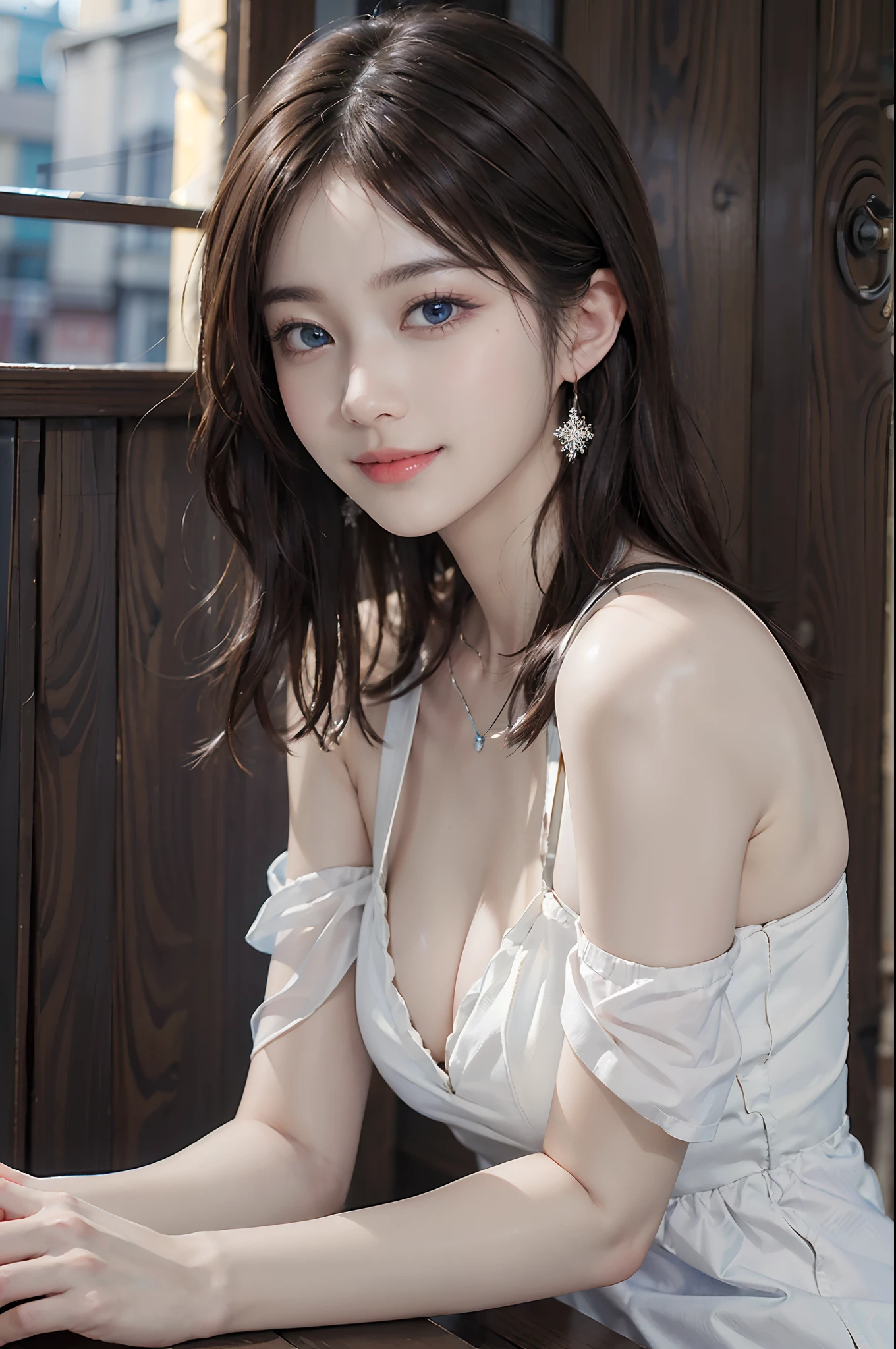 ((top-quality、masterpiece:1.3))、、1 female:2.0、Colossal tits:1.3、Slender body type:1.1、Toned abs、Brown hair、short-cut、Detailed lips、detailedeyes、二重まぶた、blue eyess、wide Shots、(Raw photography、top-quality)、(realisitic、Photorealsitic:1.3)、top-quality、masterpiece、extremely delicate and beautiful、extremely details CG、 absurderes、A smile、Erotic face、frontage、Fours、Slouched、Nokezoru、bunnygirl、Strong smile、model poses、Cute side shot of 31 year old +Shy + Gorgeous French-Albanian schoolgirl、god rays、Shot with AFGA Vista 400::2.0 、Photos of the atmosphere in the style of Eric Madigan Heck and Arthur Elgort、、Bokeh、Snowflake 、Laugh with your mouth wide open:2.0