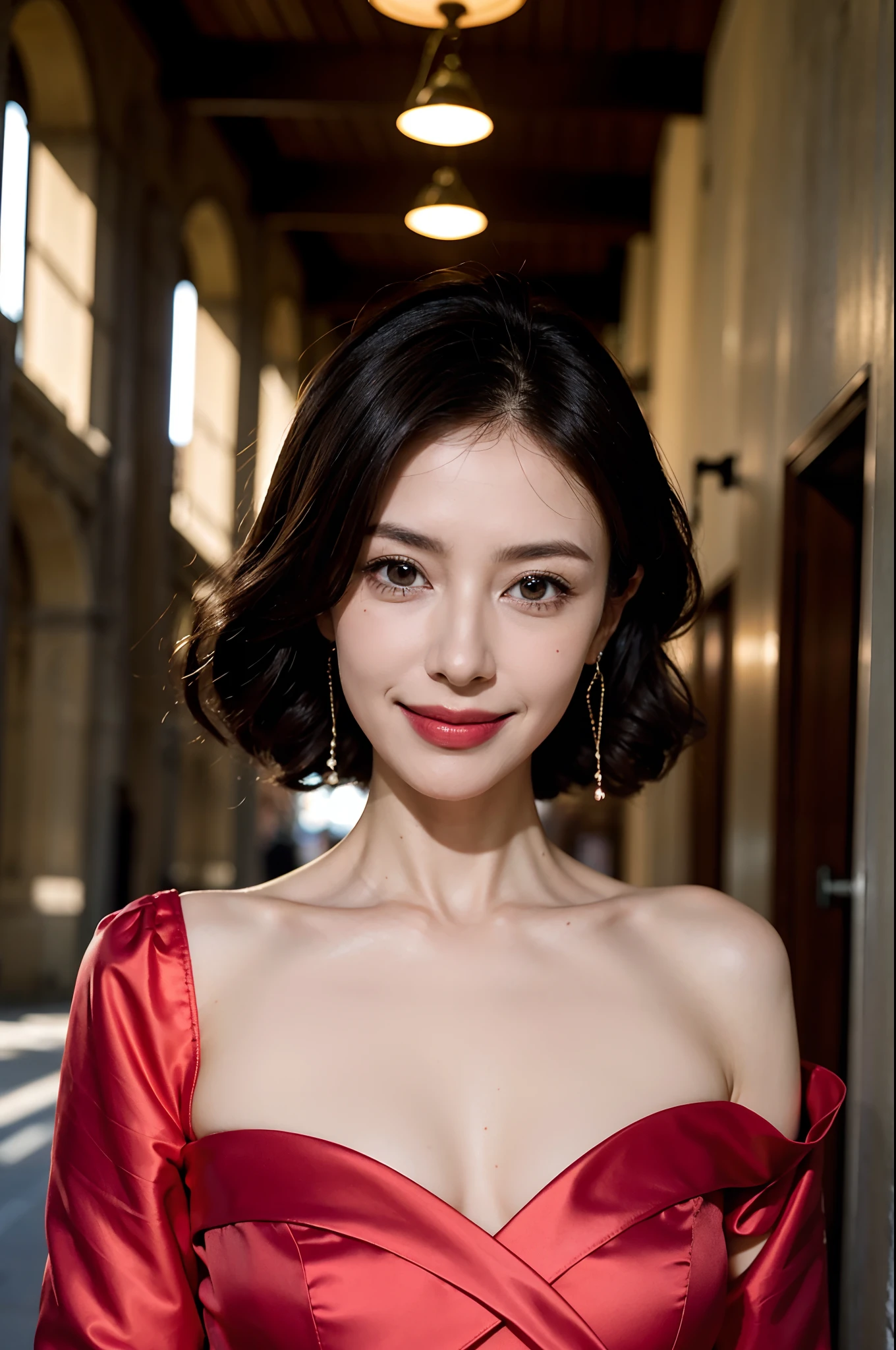 Beautiful Mature Woman VN03, 1 Bewitching, (Smile:1.2) Amazingly beautiful wife, 40 years、 Haute_Couture, designer dress, Wearing an automobile_Couture, Naked beautiful mature woman posing for photo, Fashion Show, game_nffsw, angry, Crazy, darkred eyes, sidesweep hair, Short hair, Long ringlet, catwalk \(Walkway\), , Colorful, Vivid colors, masutepiece, Best Quality, absurderes, Highest Quality, Amazing details, 8K, Aesthetic,