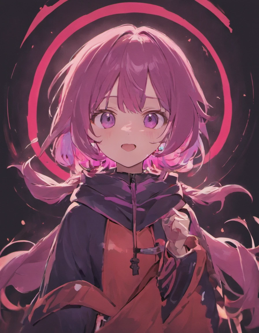 dressed like a cleric, Fine details. Girl Front, pretty female cleric, HighestQuali、high detal、8K、Pink hair red hidden dye,Crimson eyes,gentleness