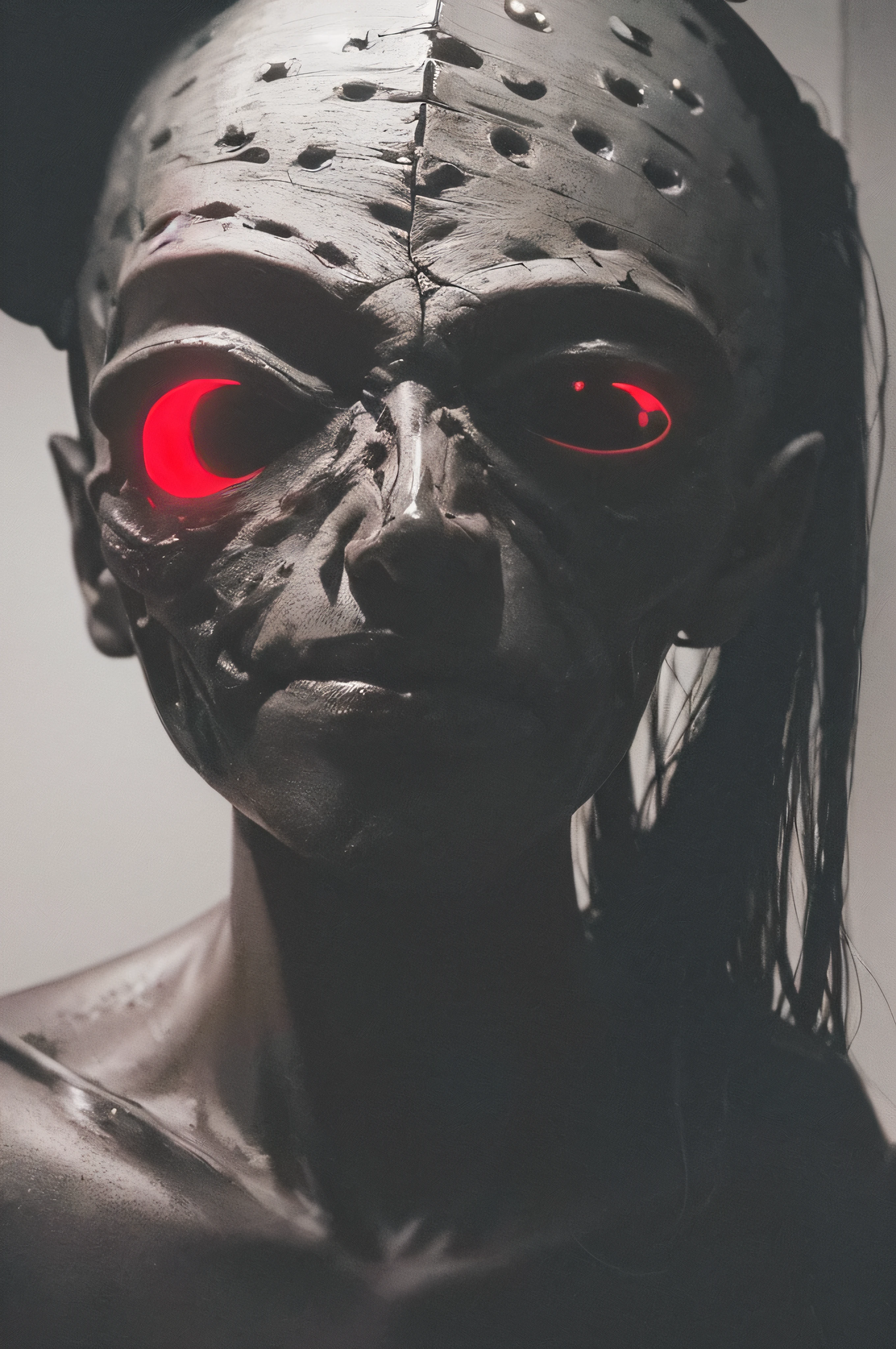"(The best lighting, oscuro, dramatic),(feto calavera alien, Hellraiser, Cicatrices, , sexy, cerebro, sangre, una rata dentro de la cabeza, terror.),(ojos rojos, calaveras). morning light.