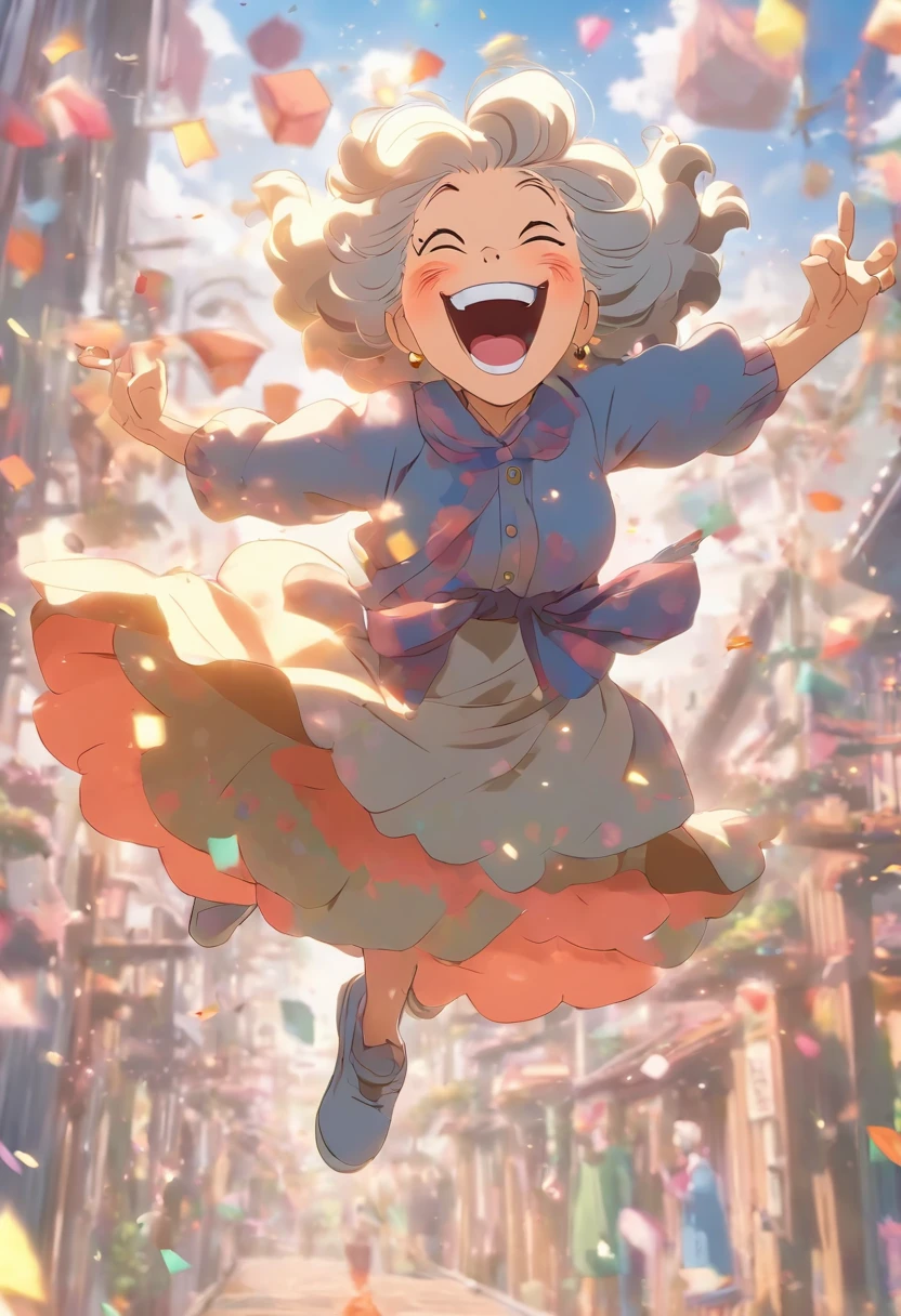 Granny Jump，happily laughing，Scenes that make old age happy