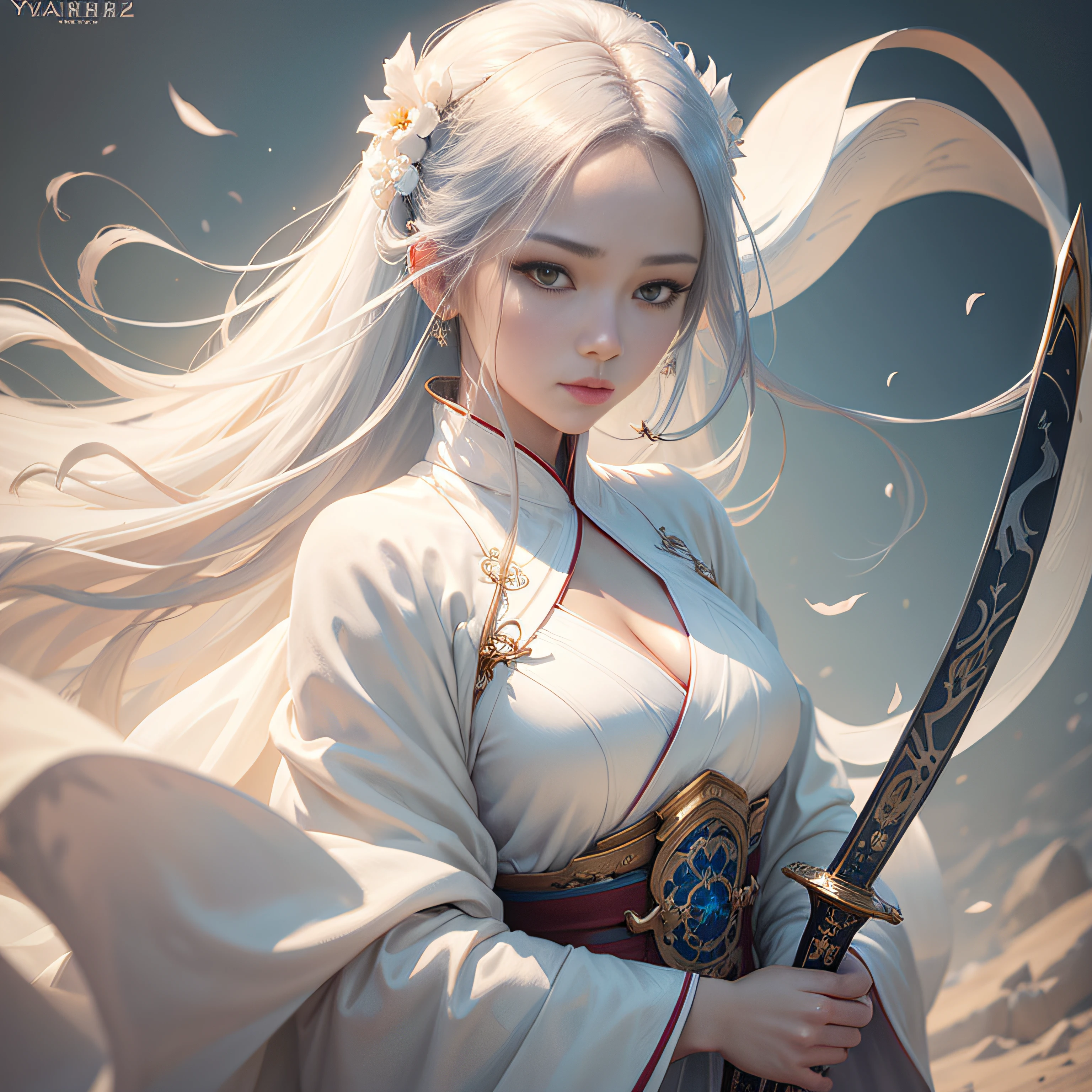 1 Chinese beauty dressed in ancient knight style,Dance with a sword,The vista has old buildings,sun shining through clouds,A Chinese dragon flies over the rolling white clouds in the sky,(tmasterpiece),(Best picture quality),(Very detailed and uniform picture),(Extremely detailed picture details),(8k wallpaper),(light and shadow effect),(Obvious layering),(Tyndall effect),(Expressive graphic style),(Visual impact),Inspired by《chinesedragon》,Ray