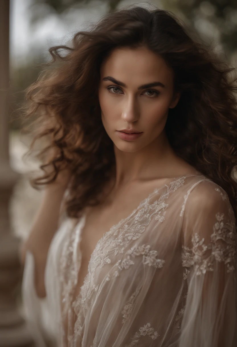 photo of a 25 years old indo-european girl, RAW, beautiful woman, (extra long wavy brown hair), ((portrait)), ((detailed face:1.2)), ((detailed facial features)), (finely detailed glass skin), pale skin, high detailed deep cleavage bodycon hasmat suit , medium natural breast, megacity environment, (cold colors), damp, moist, reflections, (masterpiece) (perfect proportion)(realistic photo)(best quality) (detailed) photographed on a Canon EOS R5, 50mm lens, F/2.8, HDR, (8k) (wallpaper) (cinematic lighting) (dramatic lighting) (sharp focus) (intricate)