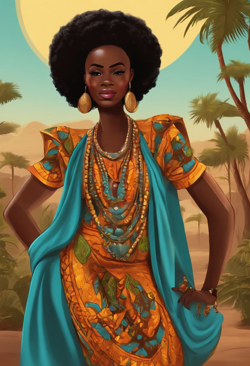 African cartoon character in the style of comedy videos