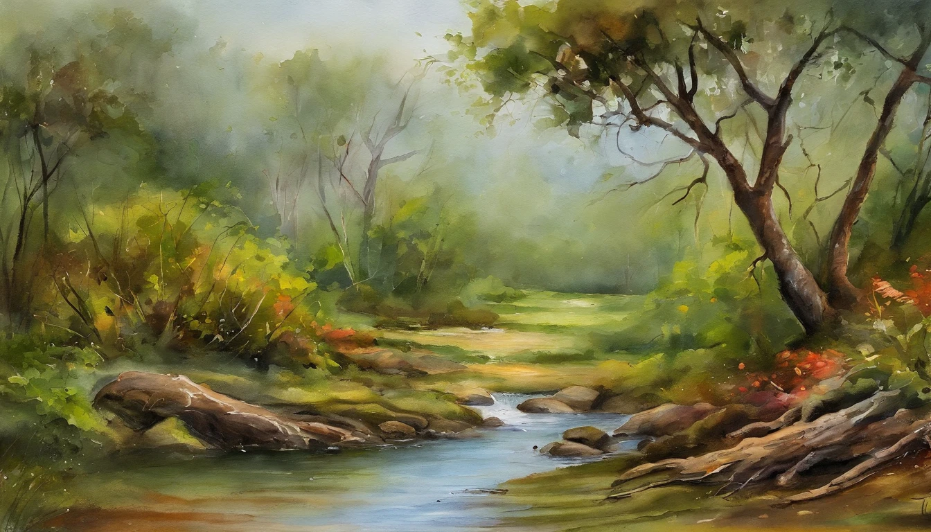 Forest area, Atlantic Forest Tree,Amazonian landscape, com tom rural, fallen-leaves,primavera,in the early morning,Tons verdes claros,super-fino,Cuidadosamente retratado,alta qulidade,8k,