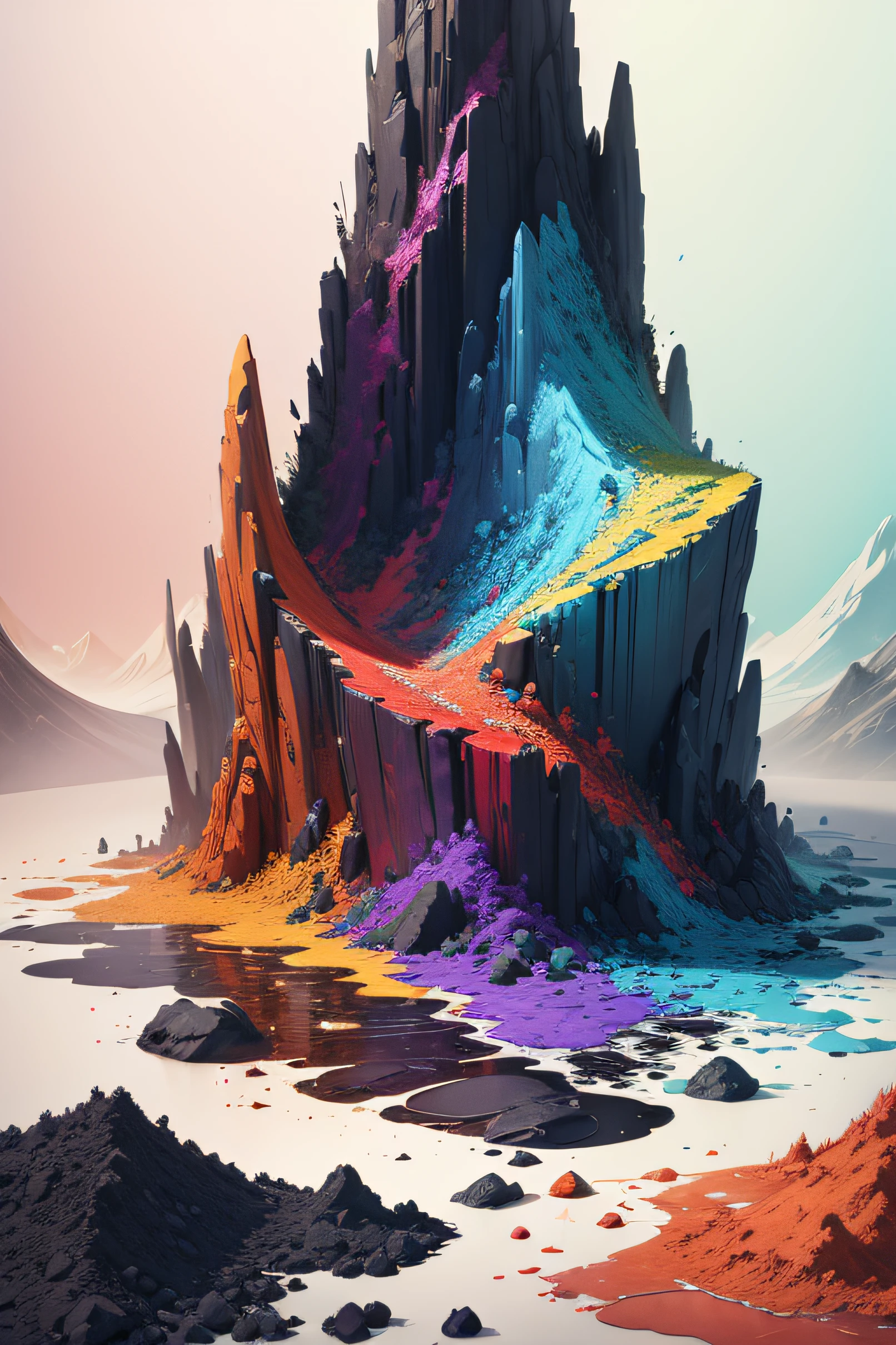 Color collision,minerals,particulate,Splash,mountain water,chinese paintings,Brush strokes,Expand the variety