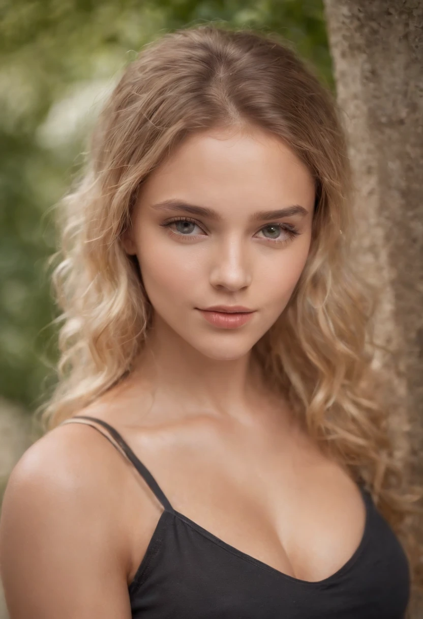 FEMME SEXY, 18 ans, mince, athletic, shiny tanned skin, Huge-breasts, Huge buttocks, Taille fine, blond curly hair, nue, Realstic, photographie, real, naturel