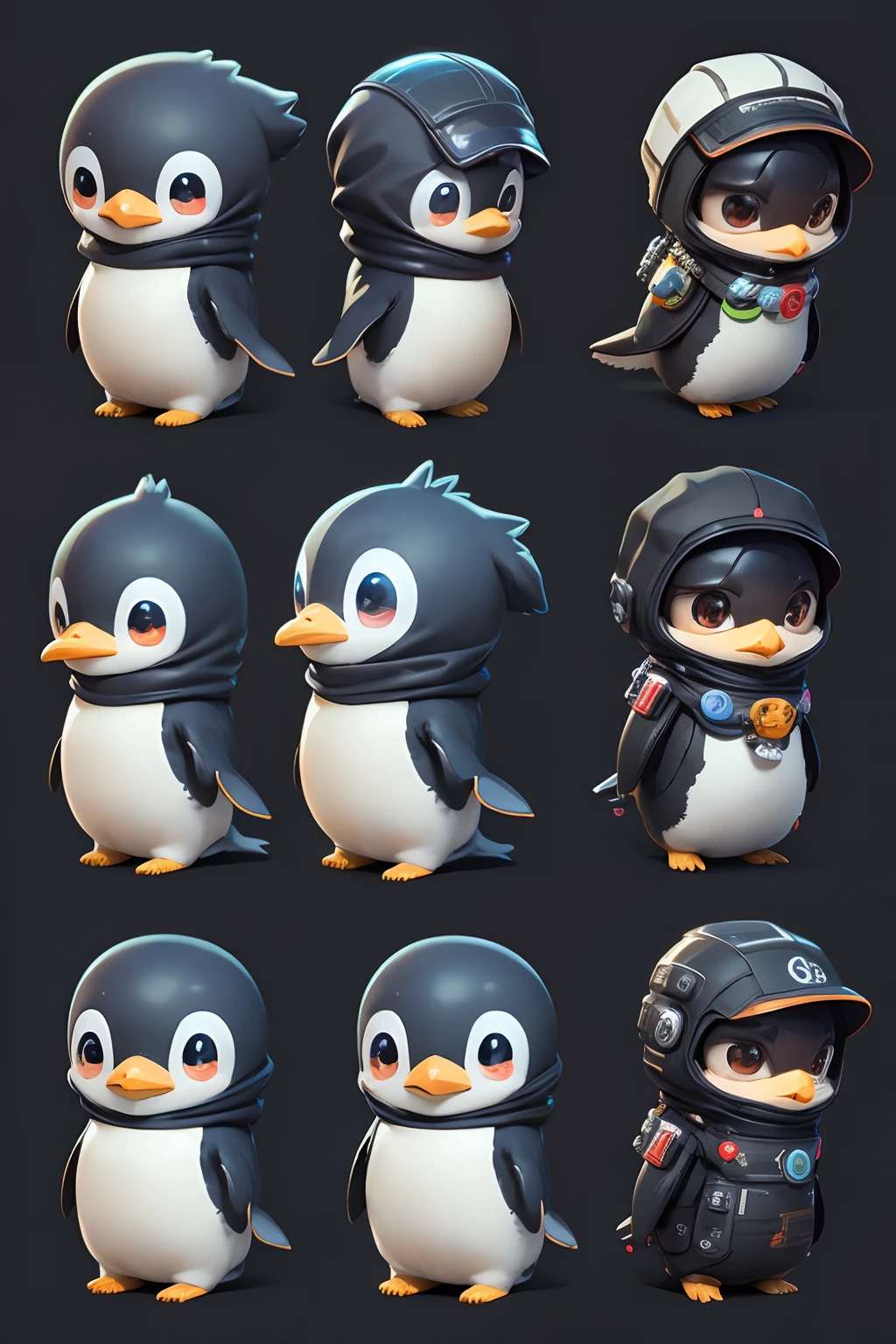 ((a sticker))、simple background、concept-art、sots art、Anthropomorphic super cute penguins、Dressed in cyberpunk clothes、Cinematic lighting、A hyper-realistic、Top image quality、masterpiece