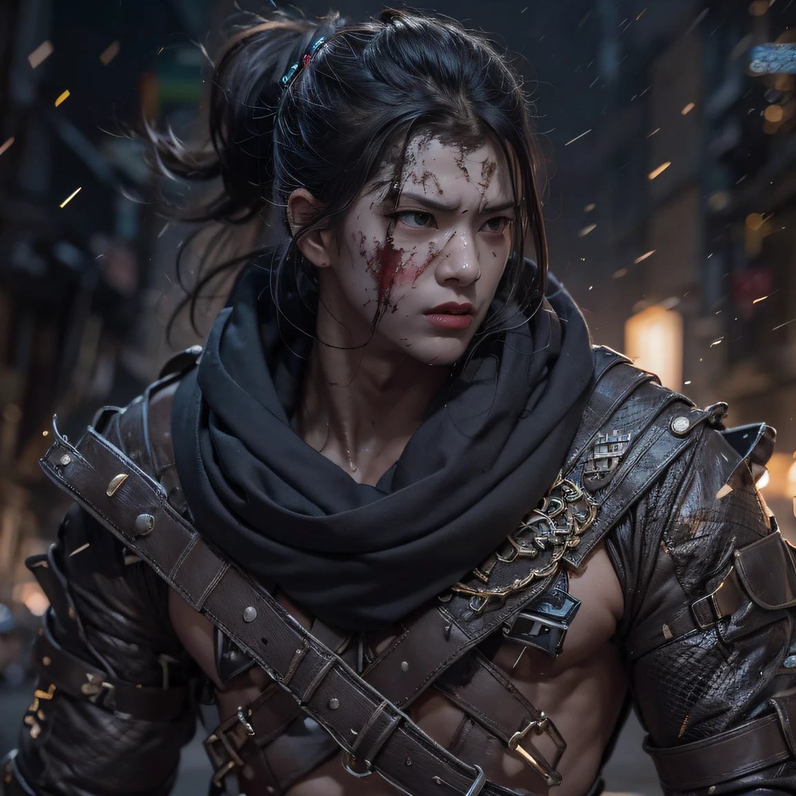 The wounded line the streets(Doomsday ruins)Climb the streets(Doomsday ruins)eyes filled with angry,He clenched his fists,Rush up,Deliver a fatal blow to your opponent,full bodyesbian,Full Body Male Mage 32K(tmasterpiece,hyper HD)Long flowing black hair,Campsite size,zydink, The wounded line the streets(Doomsday ruins)Climb the streets, The scene of the explosion(Doomsday ruins), (Linen batik scarf), Angry fighting stance, looking at the ground, Batik linen bandana, Chinese python pattern long-sleeved garment, (Abstract propylene splash:1.2), Dark clouds lightning background,Flour flies(realisticlying:1.4),Black color hair,Flour fluttering,Background fog, A high resolution, the detail, RAW photogr, Sharp Re, Nikon D850 Film Stock Photo by Jefferies Lee 4 Kodak Portra 400 Camera F1.6 shots, Rich colors, ultra-realistic vivid textures, Dramatic lighting, Unreal Engine Art Station Trend, cinestir 800,Flowing black hair,(((Male mage)))The wounded line the streets(Doomsday ruins)Climb the streets,