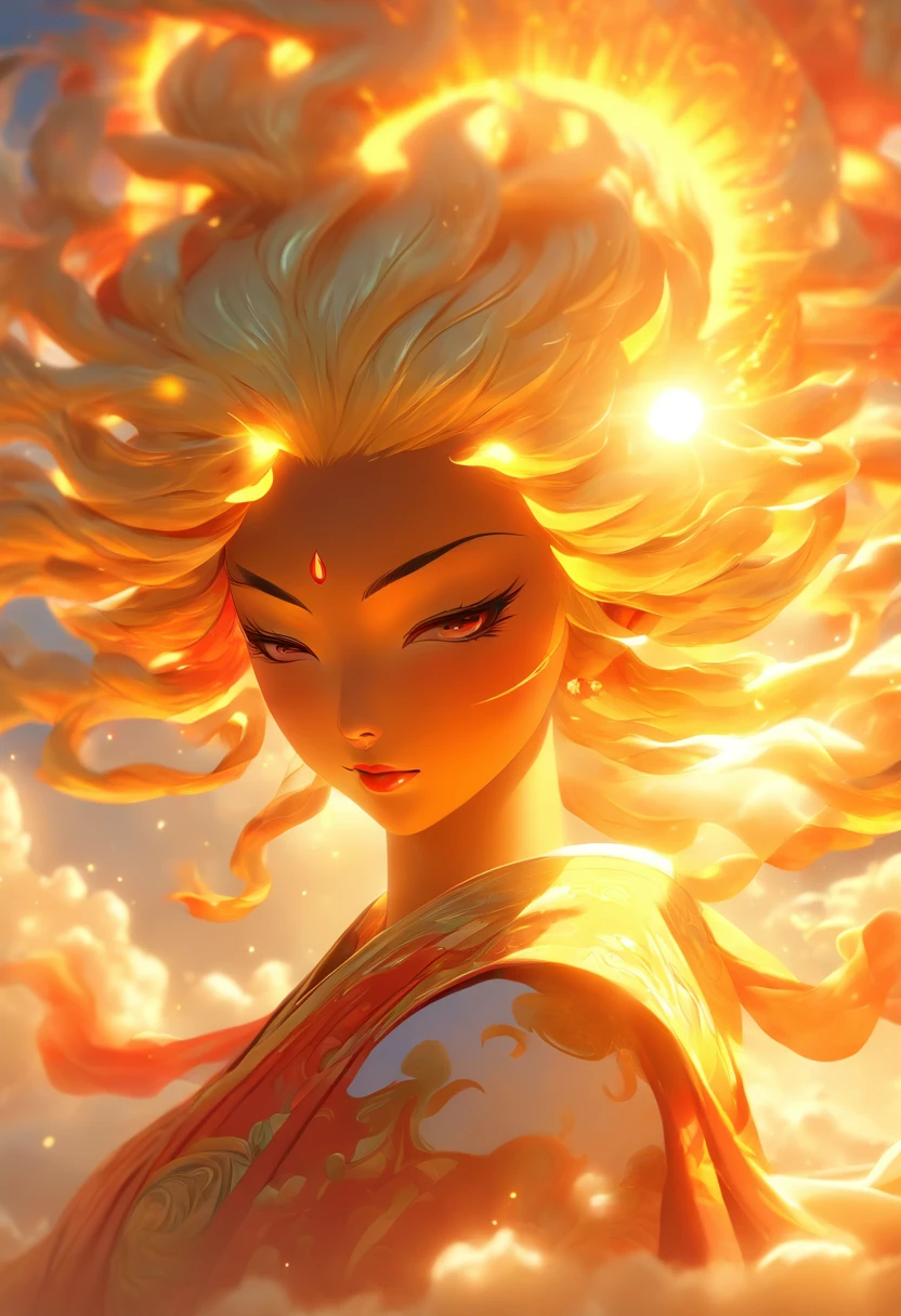 (((Sun Goddess))) best quality, ultra-high resolution, 4K detailed CG, master piece, AMATERASU, Woman, white clothes, red clothes, clouds, waves, Japanese mythology, Japan, Shui Mo Hua, Painting style Chinese, Thangka Style, aesthetic, Beautiful image, depth of field, centered on screen