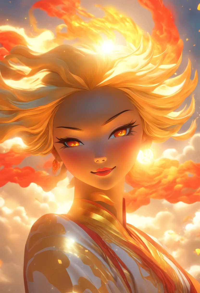 (((Sun Goddess))) best quality, ultra-high resolution, 4K detailed CG, master piece, AMATERASU, Woman, white clothes, red clothes, clouds, waves, Japanese mythology, Japan, Shui Mo Hua, Painting style Chinese, Thangka Style, aesthetic, Beautiful image, depth of field, centered on screen