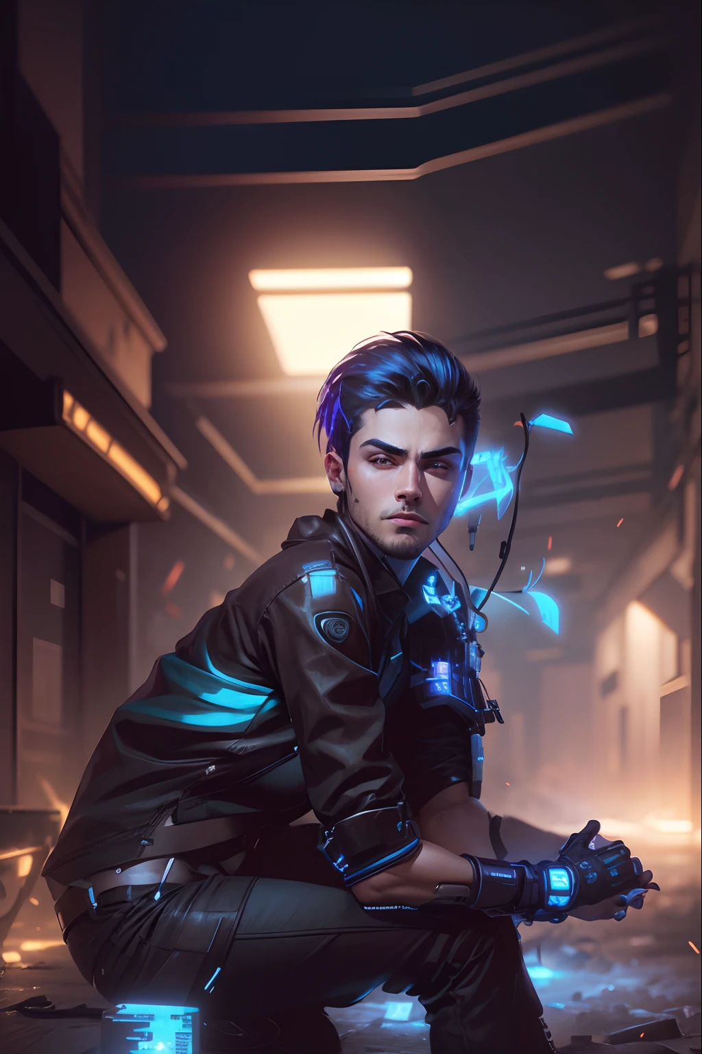 Change background cyberpunk handsome boy, realistic face, 8k, ultra realistic,