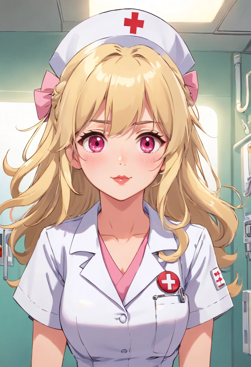 nurse　Blonde longhair　nurse's outfit　Patsun　Pendants　Pink lip　hospitals　年轻　Naughty Poses　cute little　tits out　friendly