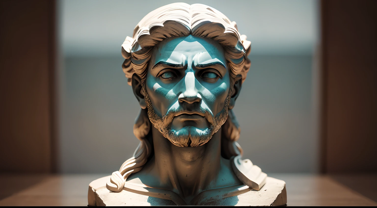 Ancient Greek statue with angry expression, Ambiente escuro, ao ceu aberto, 35 mm, corpo inteiro, lateralmente, com rosto extremamente detalhado, Colors with low saturation with dark tone, Filmado em Sony A7S III com Sony FE 35mm f/1.8, 12.1 MP, --AR 3:2 --estilo cru