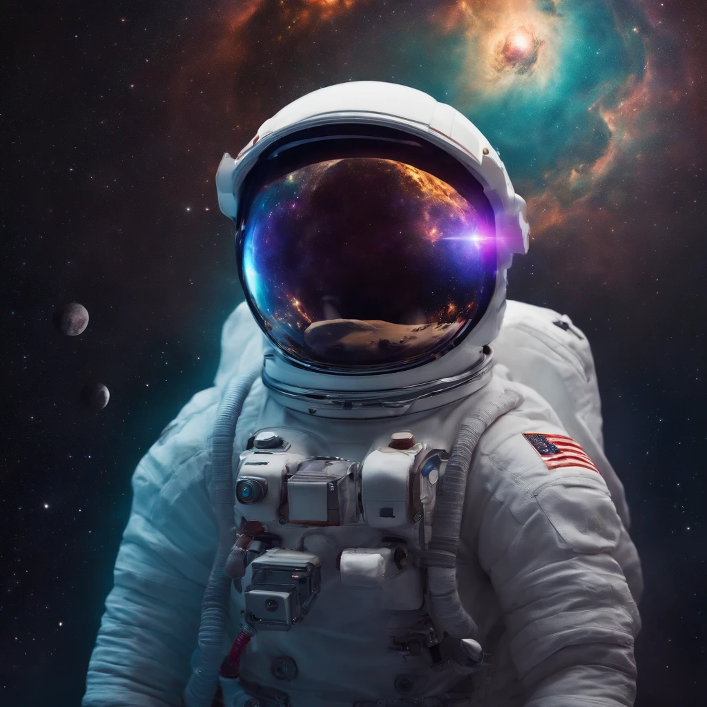 Astronaut with a galaxy inside his helmet