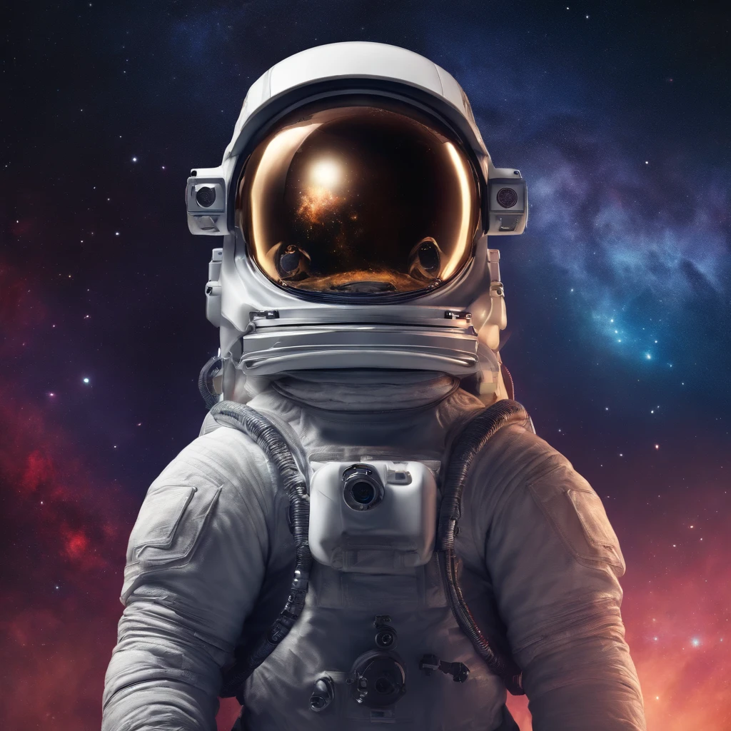 Full Body Astronaut With A Galaxy Inside Helmet With No Background