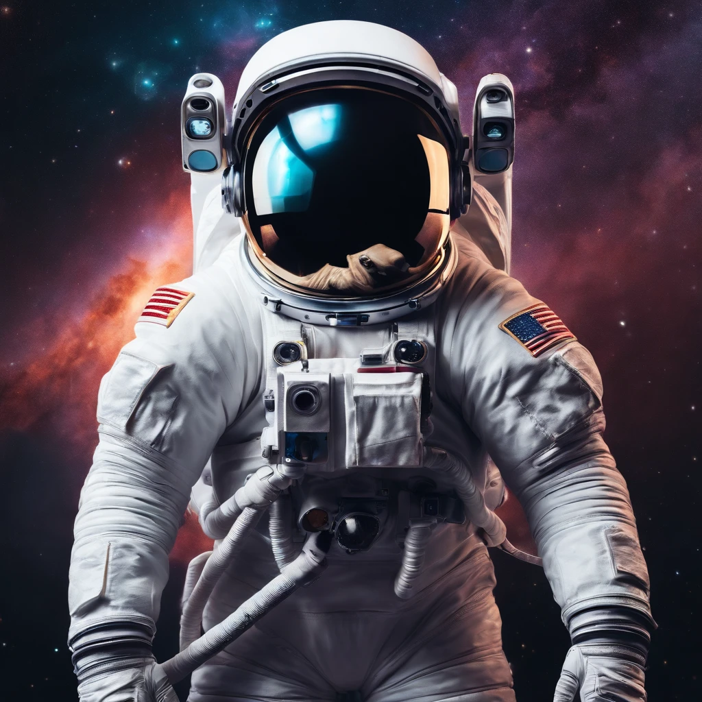 Full Body Astronaut With A Galaxy Inside Helmet With No Background