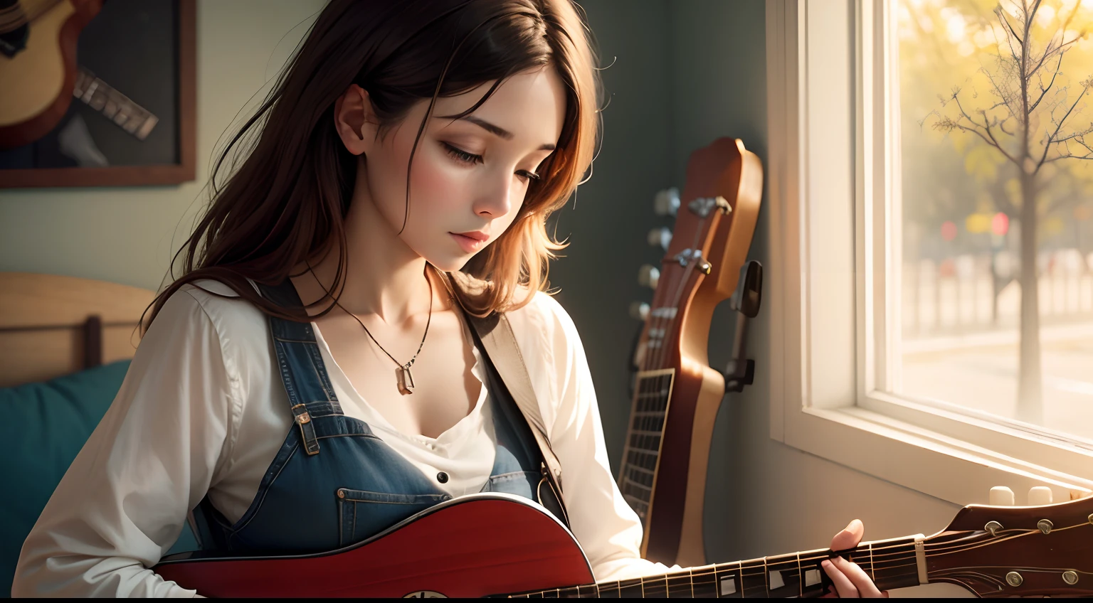 woman playing guitar