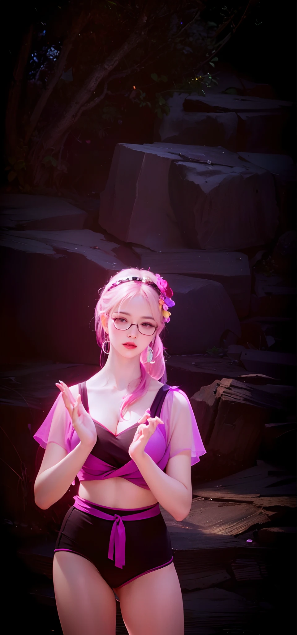 (8k, RAW photo, photorealistic:1.25) ,( lipgloss, eyelashes, gloss-face, glossy skin, best quality, ultra highres, depth of field, chromatic aberration, caustics, Broad lighting, natural shading, Kpop idol) looking at the audience With serenity and goddess-like bliss, big breasts, (big breasts), (big tits), full body,