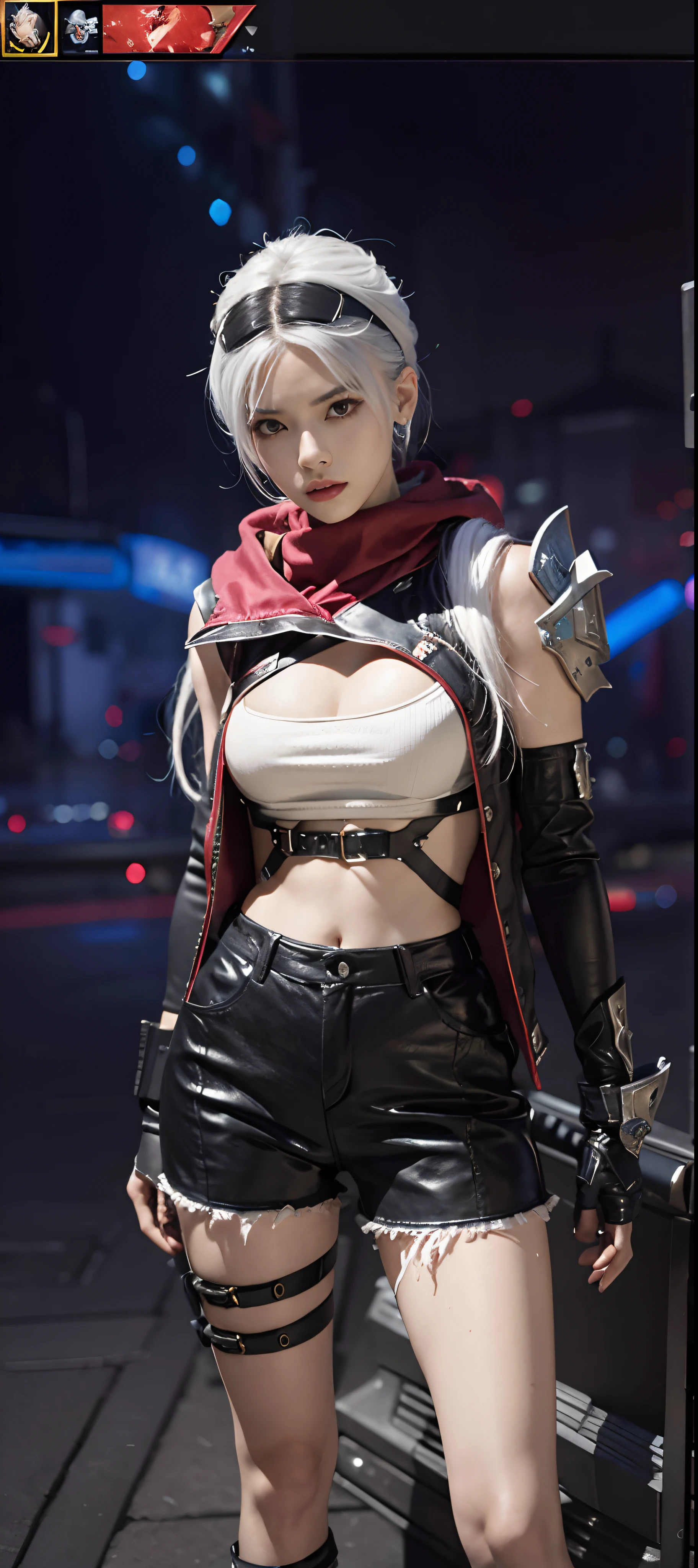 a close up of a person in a costume with a sword, as a character in tekken, female character, tifa lockhart with white hair, katana zero video game character, lunar themed attire, kda, slim body, cyborg - girl with silver hair, upper body avatar, fashion gameplay screenshot, fighting game character, new character, floralpunk elysian maiden, sigma female