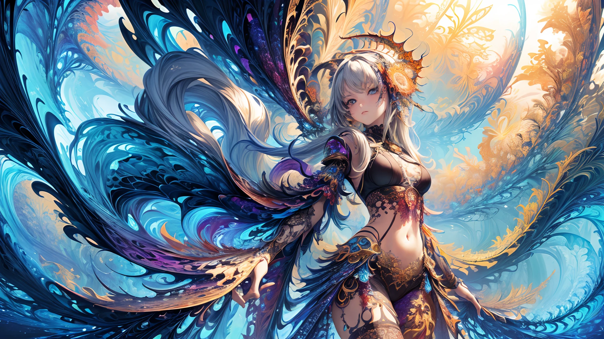 (masterpiece, top quality, best quality, official art, beautiful and aesthetic:1.2), (1girl), extreme detailed,(fractal art:1.3),colorful,highest detailed