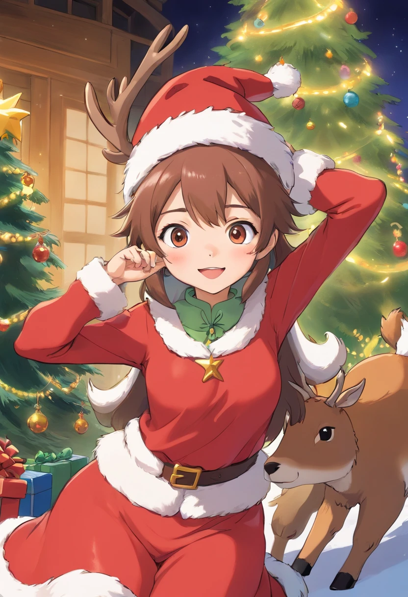 santa claus Christmas Hats reindeer Skid 年轻 Naughty Poses cute little tits out friendly