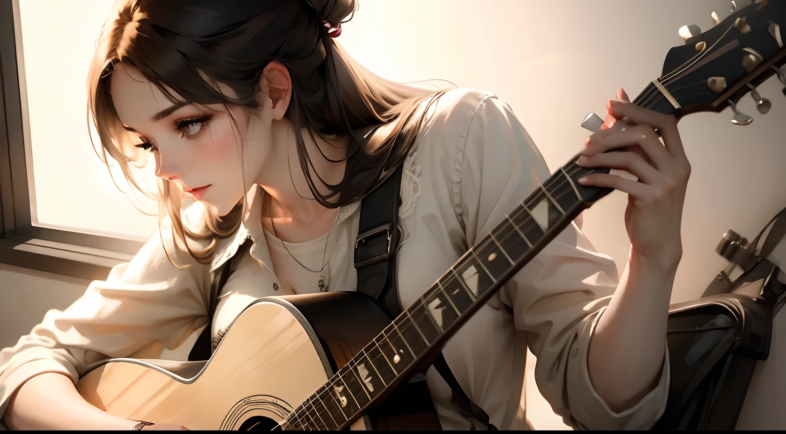 woman playing guitar