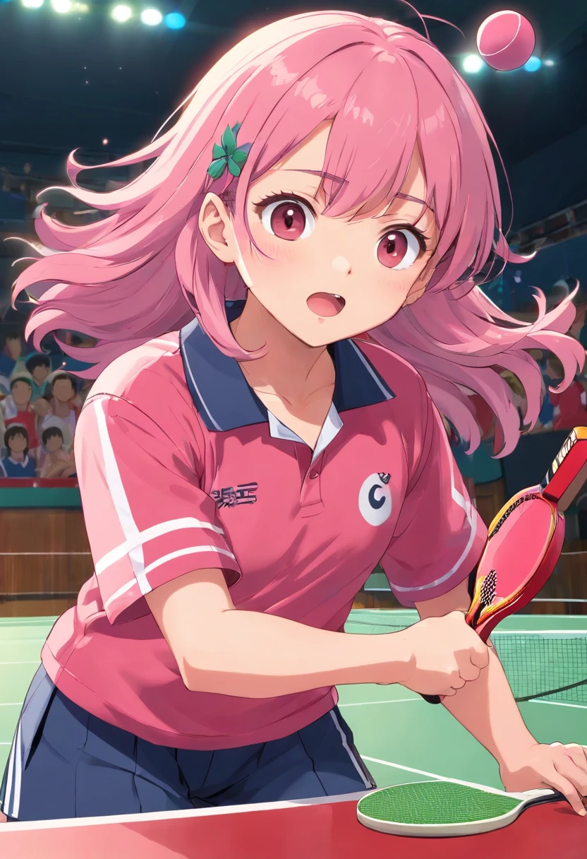 Table Tennis Club a student uniformss racket Naughty Poses cute little tits out friendly Pink hair