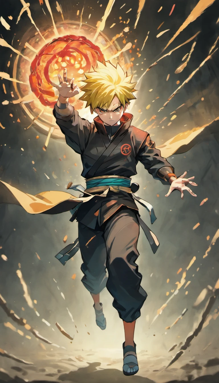 Masterpiece, 8K High Quality, Best Quality Poster, Wallpaper, Male, Genos from one punch man, Diffused Sunlight, Detailed, Vibrant Colors, Breath-taking Movie Poster Composition, Ultra Detailed, Looking at The Viewers, Digital Art, Illustration, Masashi Kishimoto’s Inspired, Legendary, Power, Good Proportion, Accurate Anatomy, Perfect Anatomy, Perfect Hands, Cinematic Lighting, Intense Shadows, Elegance, Senku Ishigami, Naruto Uzumaki, Manga-Anime Art, Bright Colours, Extremely Handsome Detailed Anime Face and Eyes, Full-Body, Character Design, Wide Shot, Forest, Sharp Image, Cinematic Angle, 3-Point Perspective, Action-Packed, Dynamic, Solo-Character, 1 Character, Floating Hair, Dynamic Pose, Ninja Pose, Jumping Pose, Solo Focus, Centered, Scale to Fit Dimensions, Hyper Super Ultra Perfect Piece, Flawless, High-Contrast, Double Exposure, Scientific Background, Science, Science Backstory, Ninja Shinobi Aesthetic, Jet-Black Hair, Spiky Hair, Reminiscent of Traditional Shinobi Styles, Short Hair with a Few Longer Strands Framing his Forehead, Slightly Unkempt Look, Sleek Black Shinobi Robe with Red Marking of Chemical Symbols, Scientific Prowess, Clothing Adorned with Pockets and Compartments to Store Various Scientific-Ninja Tools, Senku’s Forehead Protector would Feature a Unique Emblem Around his Forehead, Gloves Would Handle Chemicals and Ninja Tools with Precision, He'd Carry a Belt Filled with Pouches Containing Vials of Different Chemical Compounds and Scrolls Filled with Scientific Notes, A Small - Retractable Chalkboard and Chalk Would Hang From His Waist, Genius Strategist, Ninjutsu Tools, Stealth and Infiltration, Mid-Battle, Surrounded by Swirling Chemical Reactions and An Array of Vials and Scrolls Floating Around Him, Performing a Powerful "Chemical Explosion Jutsu," with His Arms Outstretched as Fiery Explosions Erupt From His Fingertips, This Would Perfectly Encapsulate His Unique Blend of Science and Shinobi Prowess.