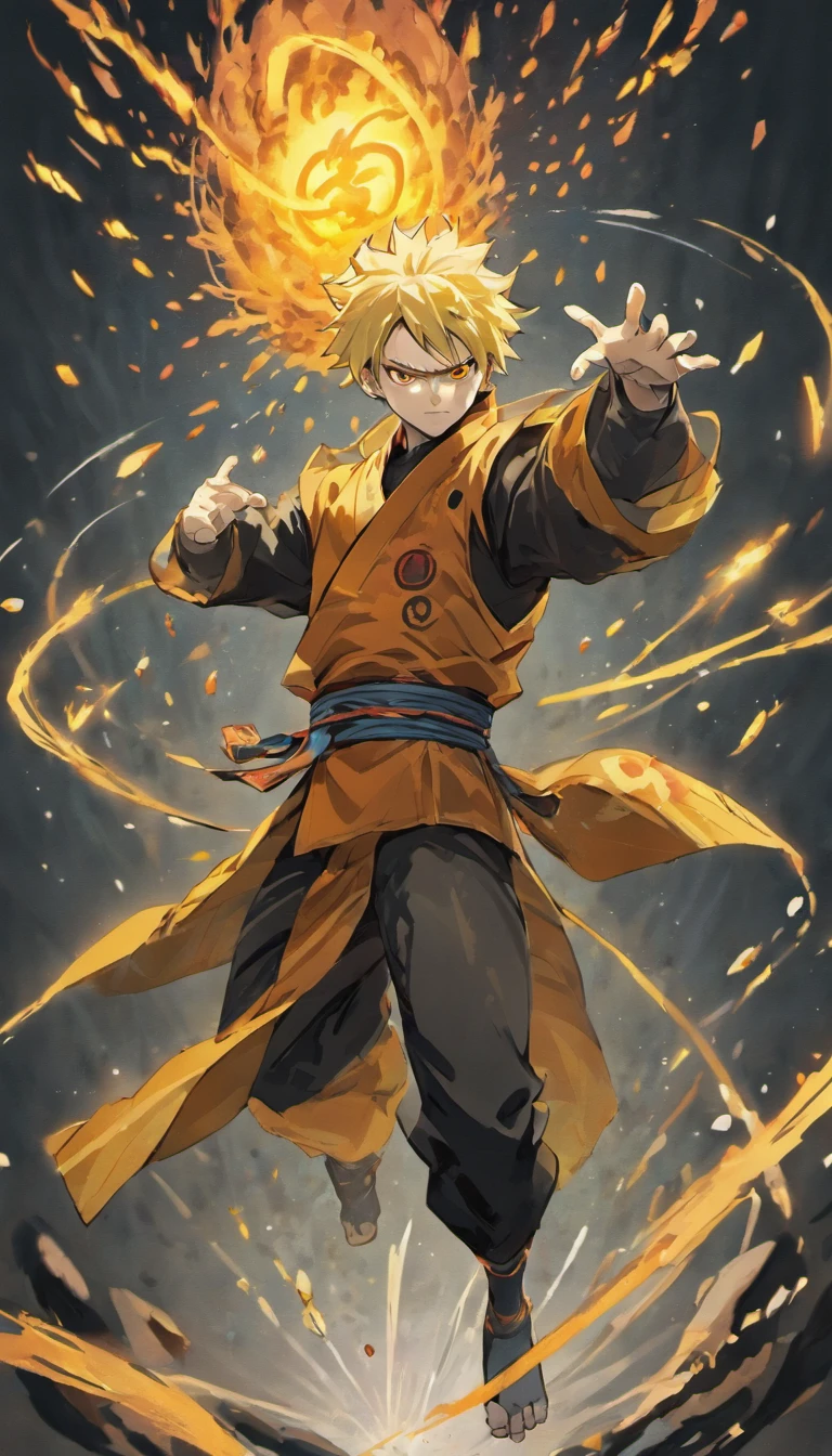 Masterpiece, 8K High Quality, Best Quality Poster, Wallpaper, Male, Genos from one punch man, Diffused Sunlight, Detailed, Vibrant Colors, Breath-taking Movie Poster Composition, Ultra Detailed, Looking at The Viewers, Digital Art, Illustration, Masashi Kishimoto’s Inspired, Legendary, Power, Good Proportion, Accurate Anatomy, Perfect Anatomy, Perfect Hands, Cinematic Lighting, Intense Shadows, Elegance, Senku Ishigami, Naruto Uzumaki, Manga-Anime Art, Bright Colours, Extremely Handsome Detailed Anime Face and Eyes, Full-Body, Character Design, Wide Shot, Forest, Sharp Image, Cinematic Angle, 3-Point Perspective, Action-Packed, Dynamic, Solo-Character, 1 Character, Floating Hair, Dynamic Pose, Ninja Pose, Jumping Pose, Solo Focus, Centered, Scale to Fit Dimensions, Hyper Super Ultra Perfect Piece, Flawless, High-Contrast, Double Exposure, Scientific Background, Science, Science Backstory, Ninja Shinobi Aesthetic, Jet-Black Hair, Spiky Hair, Reminiscent of Traditional Shinobi Styles, Short Hair with a Few Longer Strands Framing his Forehead, Slightly Unkempt Look, Sleek Black Shinobi Robe with Red Marking of Chemical Symbols, Scientific Prowess, Clothing Adorned with Pockets and Compartments to Store Various Scientific-Ninja Tools, Senku’s Forehead Protector would Feature a Unique Emblem Around his Forehead, Gloves Would Handle Chemicals and Ninja Tools with Precision, He'd Carry a Belt Filled with Pouches Containing Vials of Different Chemical Compounds and Scrolls Filled with Scientific Notes, A Small - Retractable Chalkboard and Chalk Would Hang From His Waist, Genius Strategist, Ninjutsu Tools, Stealth and Infiltration, Mid-Battle, Surrounded by Swirling Chemical Reactions and An Array of Vials and Scrolls Floating Around Him, Performing a Powerful "Chemical Explosion Jutsu," with His Arms Outstretched as Fiery Explosions Erupt From His Fingertips, This Would Perfectly Encapsulate His Unique Blend of Science and Shinobi Prowess.