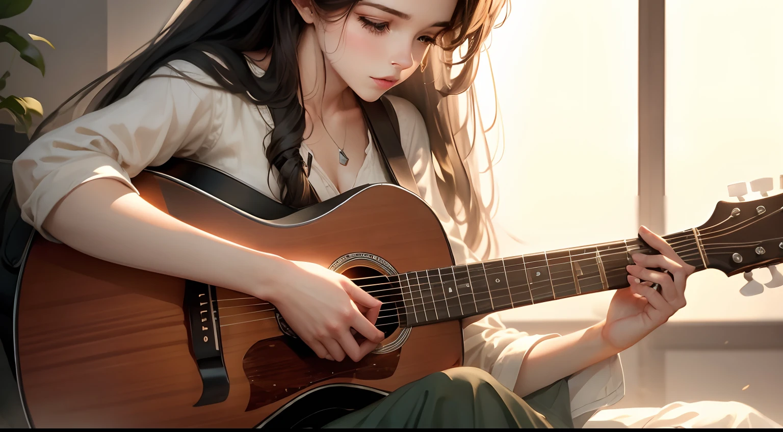 woman playing guitar