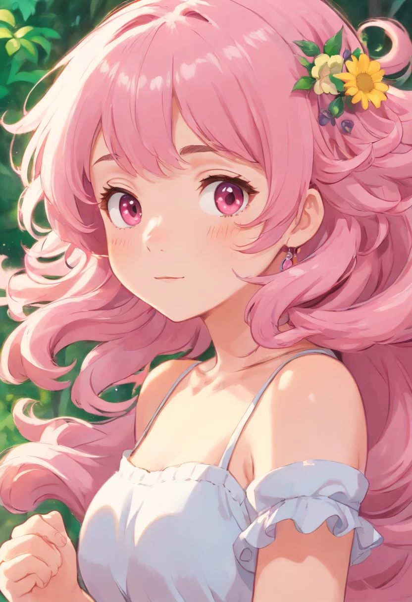 Princess curl hair 年轻 cute little tits out friendly Pink hair