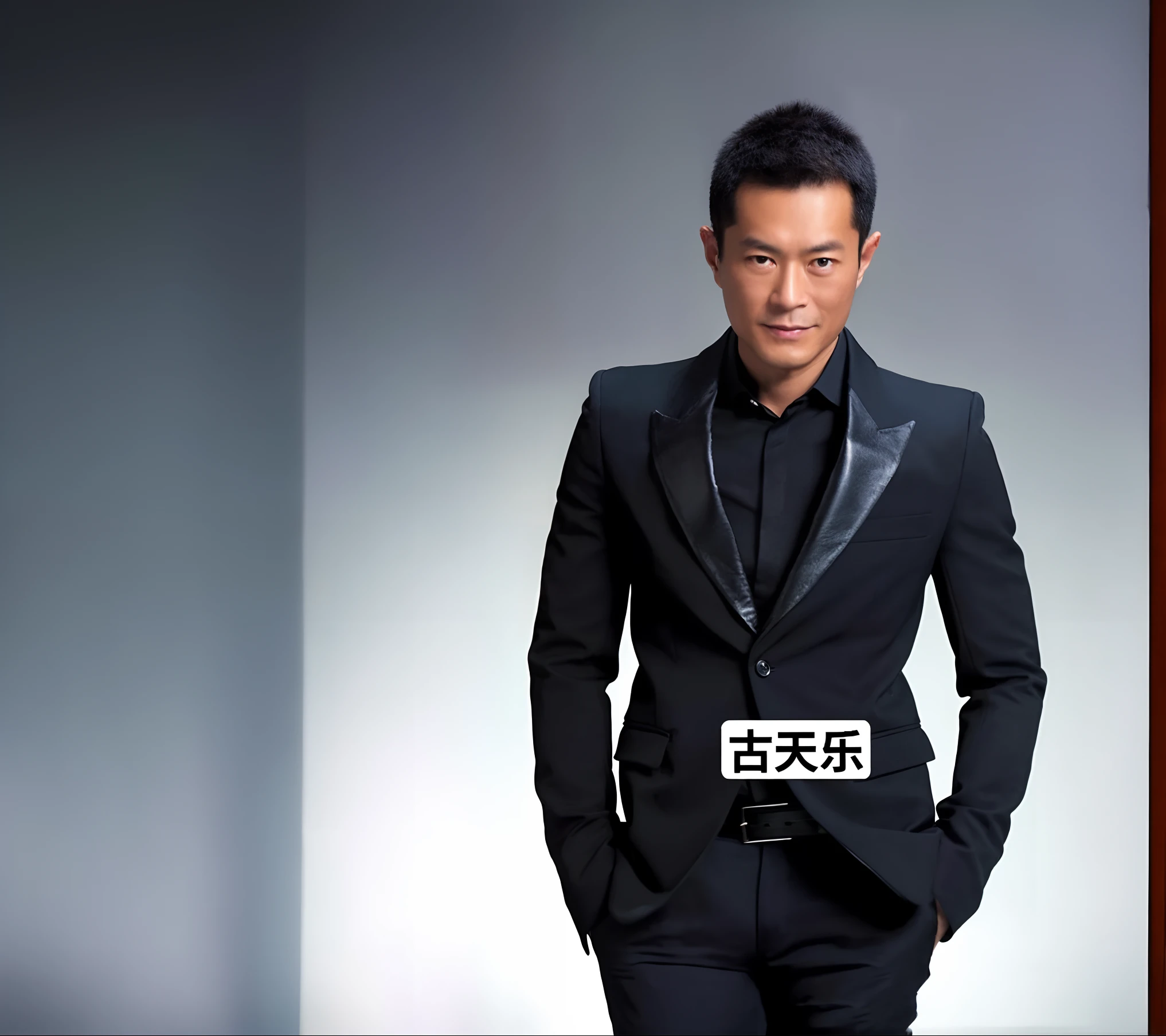 Alafeld Asian man in suit and tie,Wearing a name tag, like andy lau, Bo Feng, wearing a black noble suit, Lu Ji, peter xiao, handsome chad chin, jin shan, style of guo hua, Chiba Yuda, Li Zixin, ryan jia, guangjian huang, lin hsiang