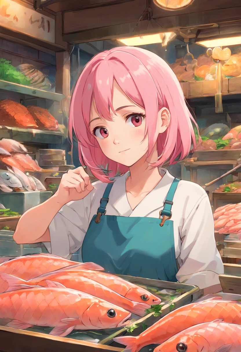 fishmonger 年轻 cute little tits out friendly Pink hair
