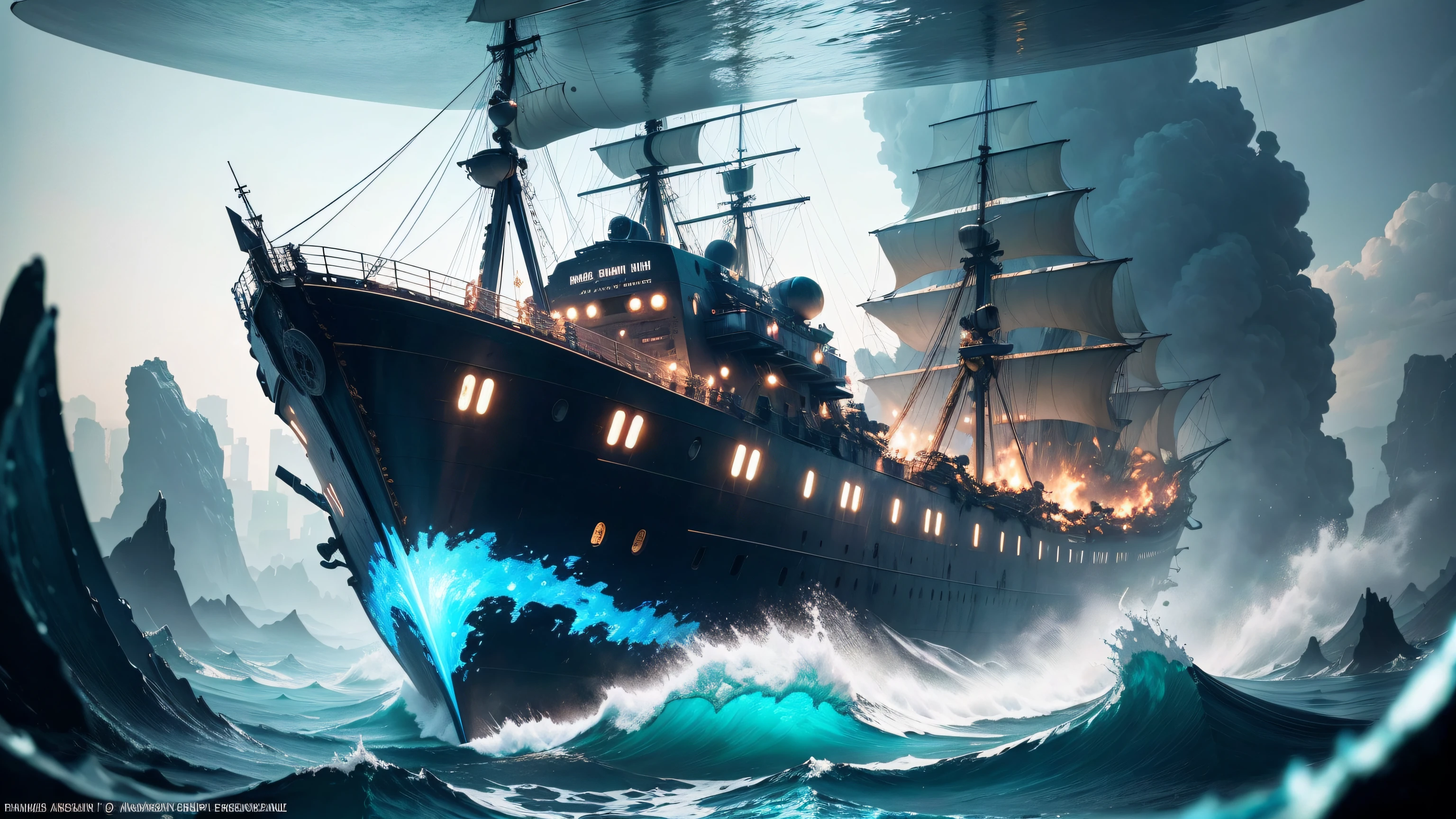 masterpiece fisheye shot of an a ship wreckage underwater, transparent color transparent color vinyl, ((prismatic shapes)), holographic, chromatic aberration, 64k, ultra detailed, ((masterpiece)), (best quality), detailed, realistic, 8k, 4k, UHD, high quality, lifelike, precise, vibrant, absurdres. DPM++ 3M SDE Exponential