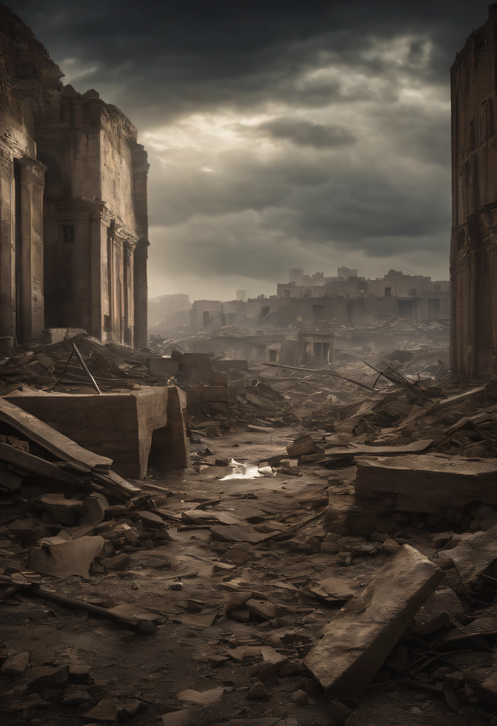 # Mind maps: Desolate post-apocalyptic landscape
## description
- Unforgettable and thought-provoking image of the end of the world
- Depicts desolation, Post-apocalyptic landscape
- Crumbling city, scorched earth, and ominous skies
- Remnants of human civilization in ruins
- Natural reclamation of land
- Subtle details that hint at the cause of the end of the world
- Convey a sense of hopelessness
- Leave room for a silver lining or resilience
## element
- Desolate landscape
- Crumbling city
-ravages of war
- Ominous sky
- The ruins of human civilization
- Natural reclamation of land
- Subtle details that hint at the cause
- Feelings of hopelessness
- Dawn of hope or resilience
## The cause of the apocalypse
- Environmental disasters
-war
- Catastroptic events from space
## sentiment
-fear
-awe
-contemplation
- The fragility of our world
- The consequences of our actions