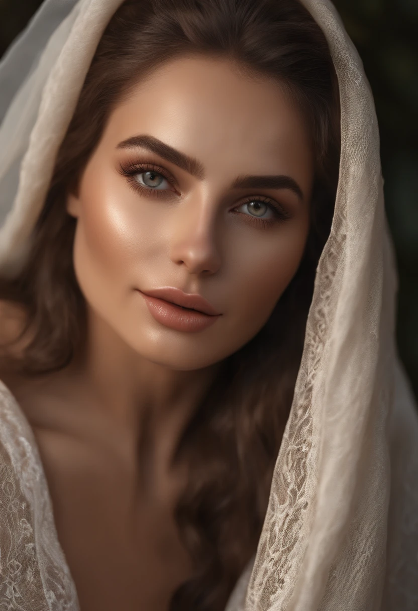 Top quality, White skin, Real human skin, (Detailed), Oval face, pores, hyper HD, (8K, RAW photography, Photorealistic: 1.4), One girl, Slim, (Gentle and goddess-like eyes) blissful: 1.2), (Gloss on lips, eyeslashes, gloss face, Best quality, hyper HD, Wide lighting, naturalshadow)