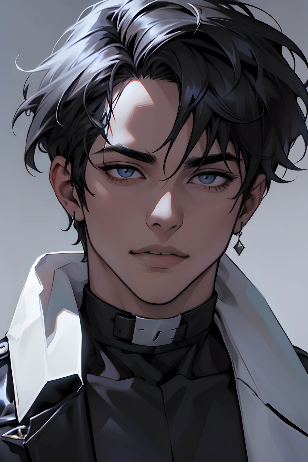 Manhwa Arte Europeo, 25 years old man, Pelo desordenado de la cabecera, Cabello negro azabache, ojos penetrantes, cejas gruesas, Llevar disfraz de vampiro, ojos amarillos, orejas punteagudas, colmillos salientes de su boca, sangre resbalando de su boca, amenazante, sexy, sensual, razor-sharp jawline, mirada penetrante, Cold and mysterious character, 8k, Detailed features, muy guapo