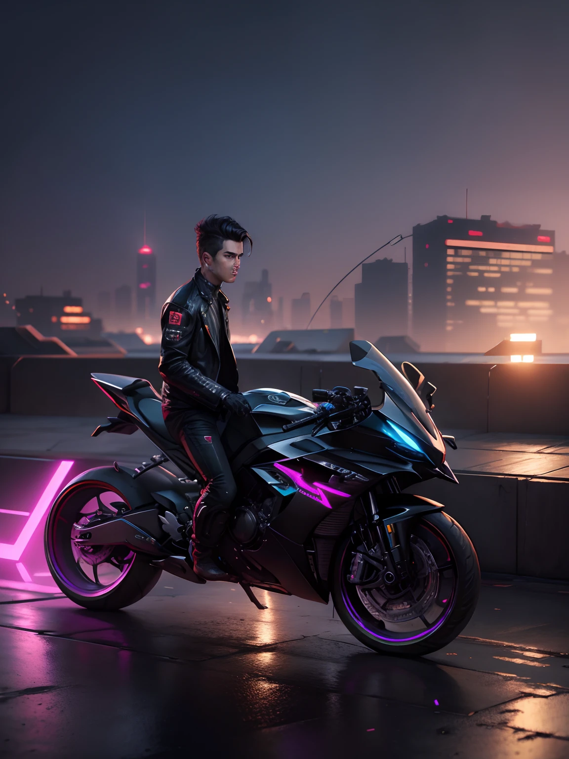 Change background cyberpunk handsome boy, realistic, face, 8k, ultra realistic,