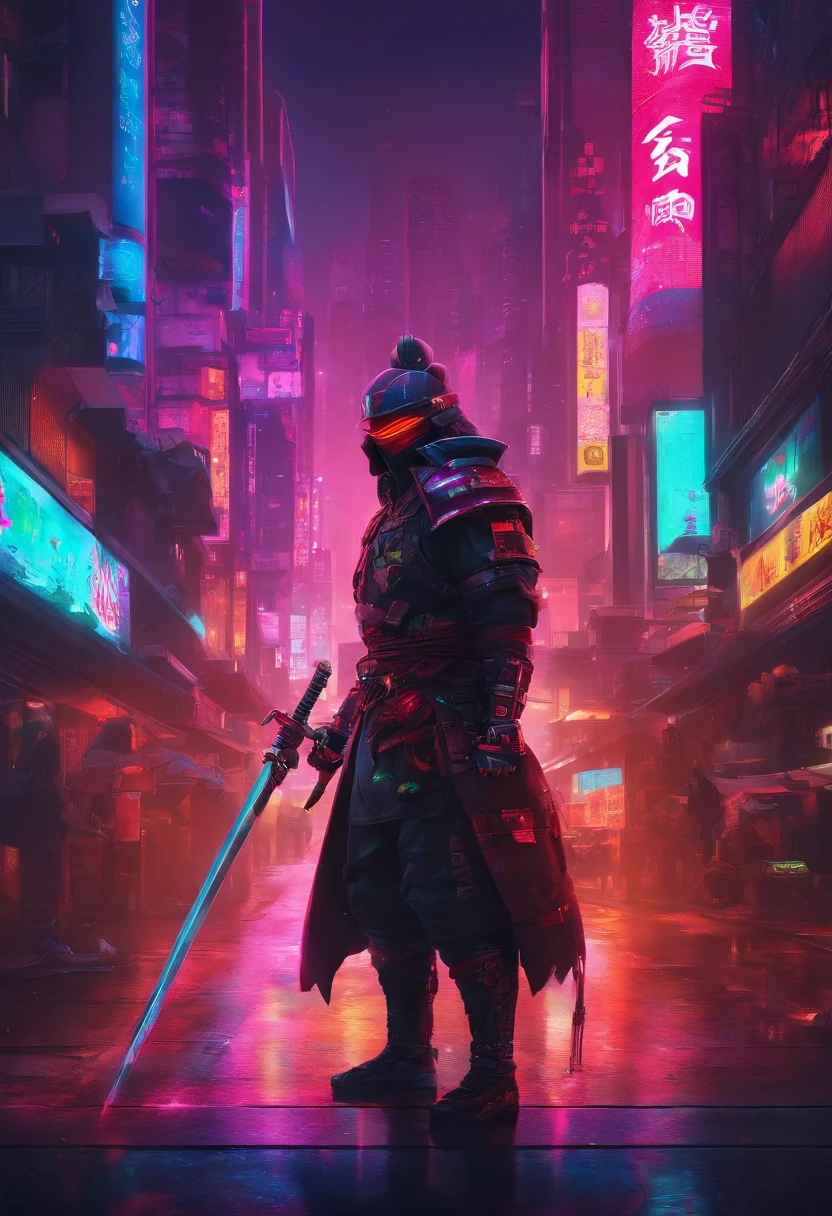 Felipe Ain as Samurai, Sword decoration, Black armor, shadowy, little beard, Best quality, brutality,Blindfolded