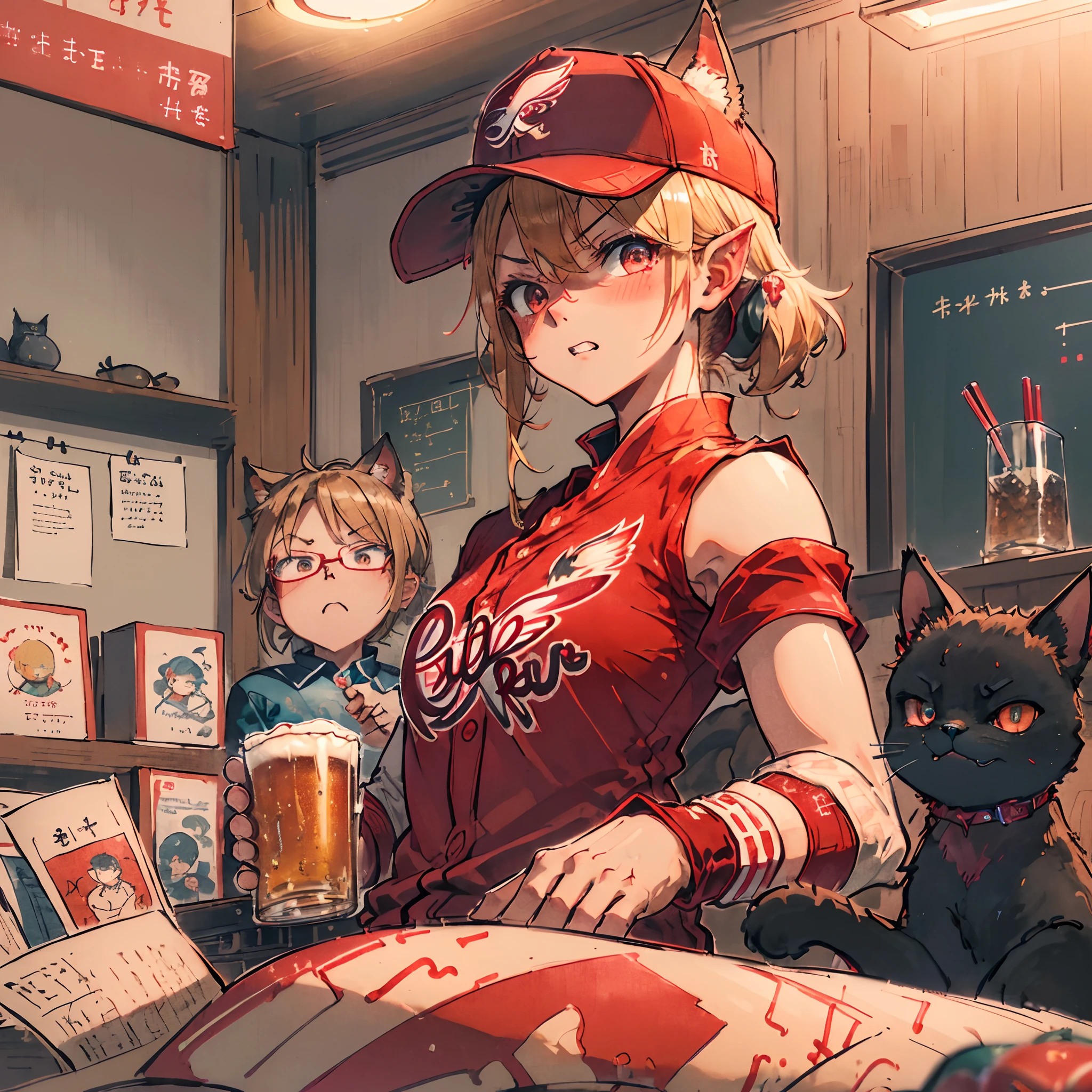 2girls, wolf and fox, furry, bodyfur, tail, collar, topless, jeans, long pants, glove, boots, chibi, sparkling eyes, sunglasses, big breasts, tobacco, smoking, driving