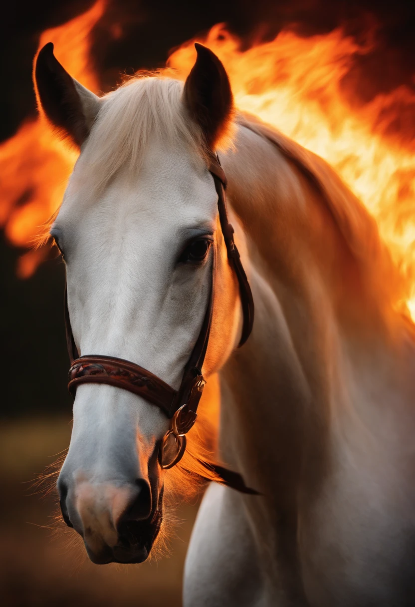 a horse with fire