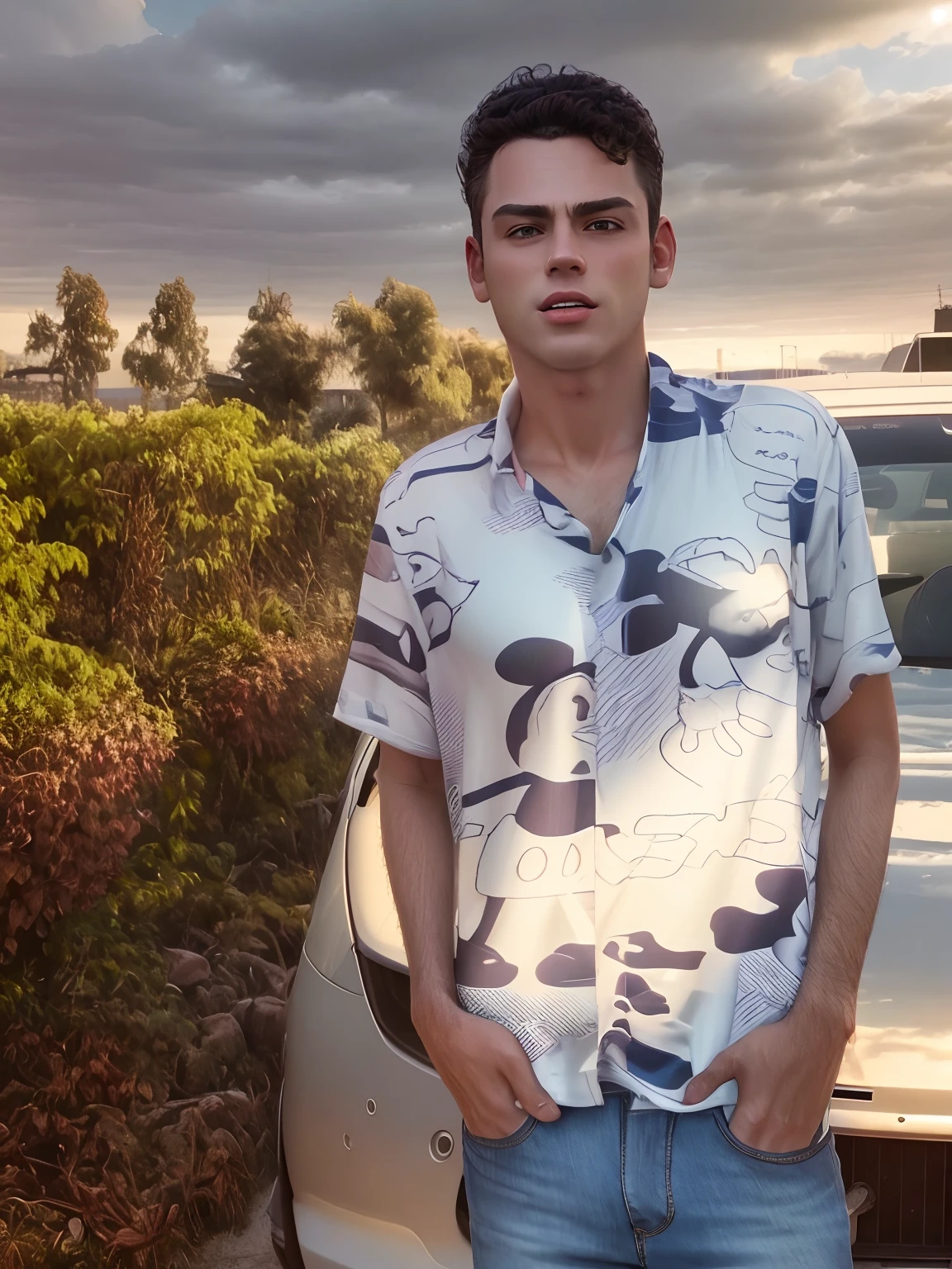 3DMM, wearing jeans and a tshirt, billyp14n0m4n, 1boy, male focus, big hair
