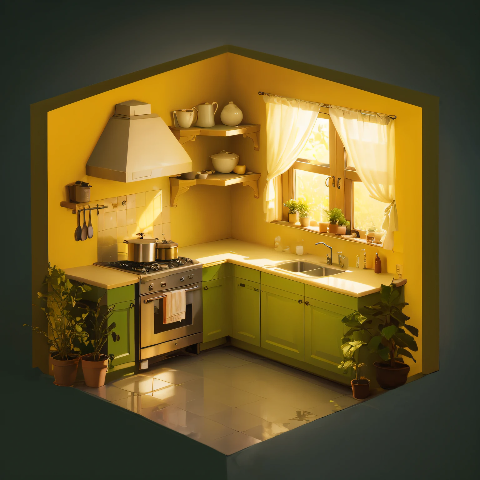 kitchen, Tile, (((symmetry))), Flat tiles
