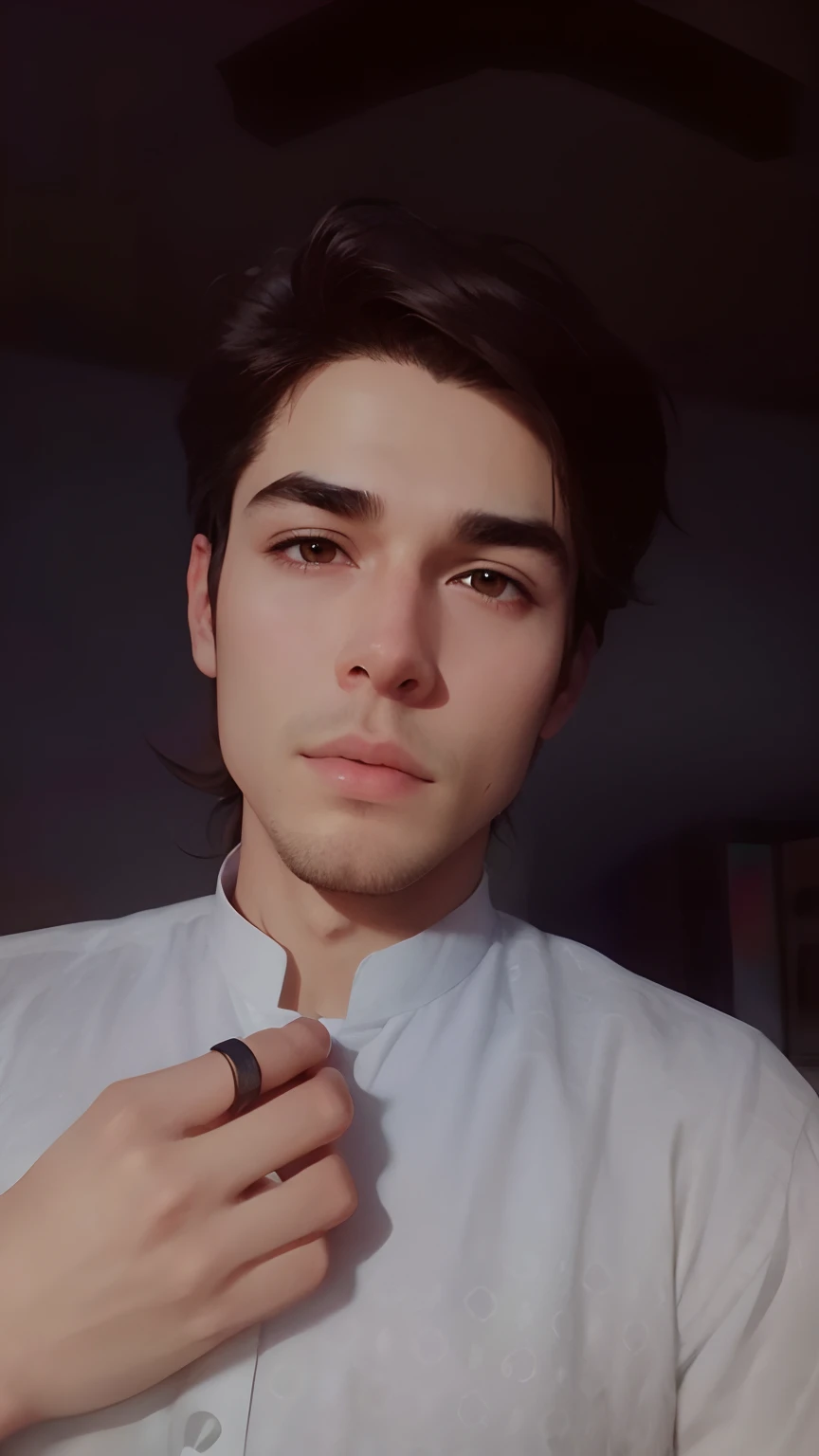 Background blur,handsome boy,long hair,8k,ultra realistic.