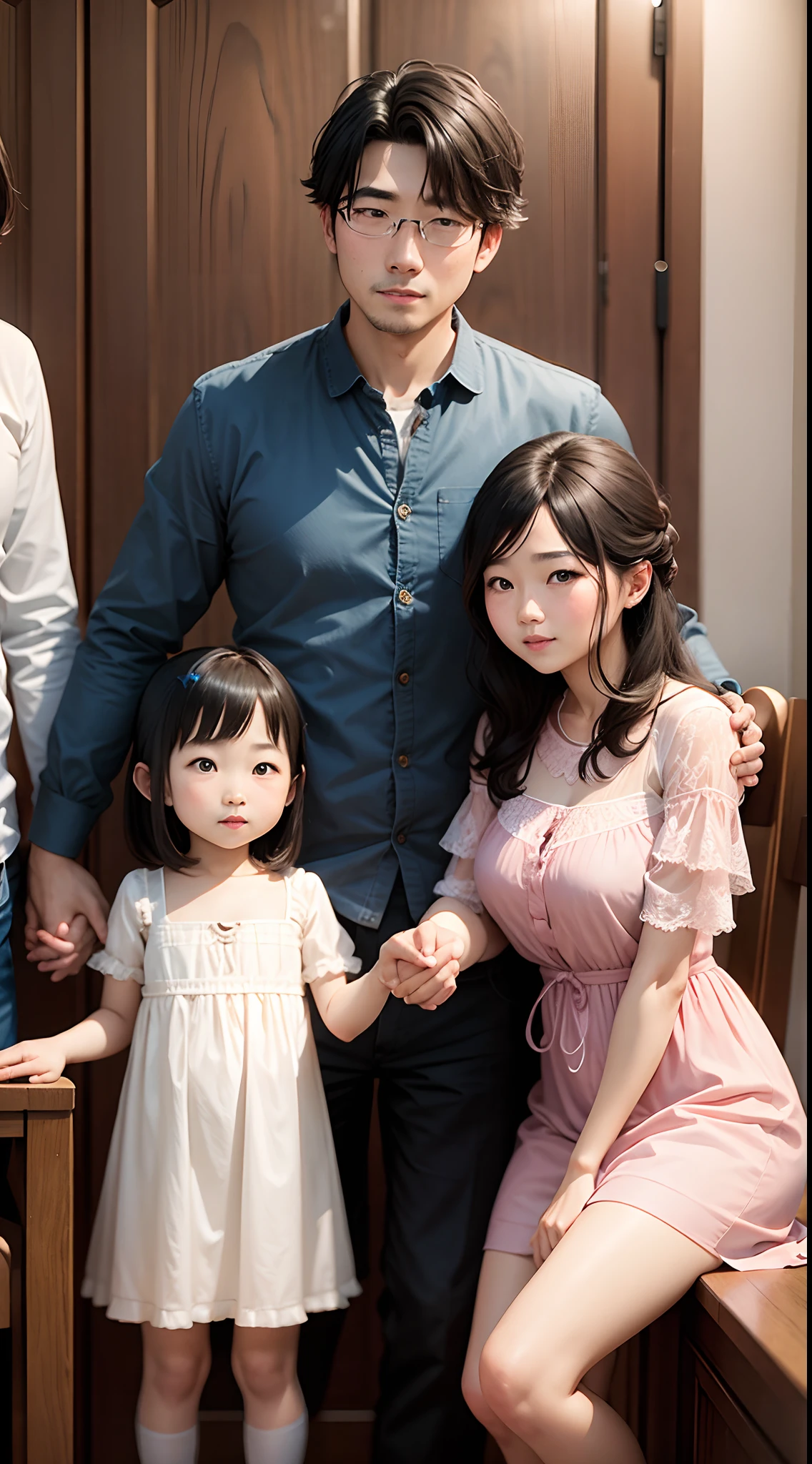Family photo with couple and two children、portlate