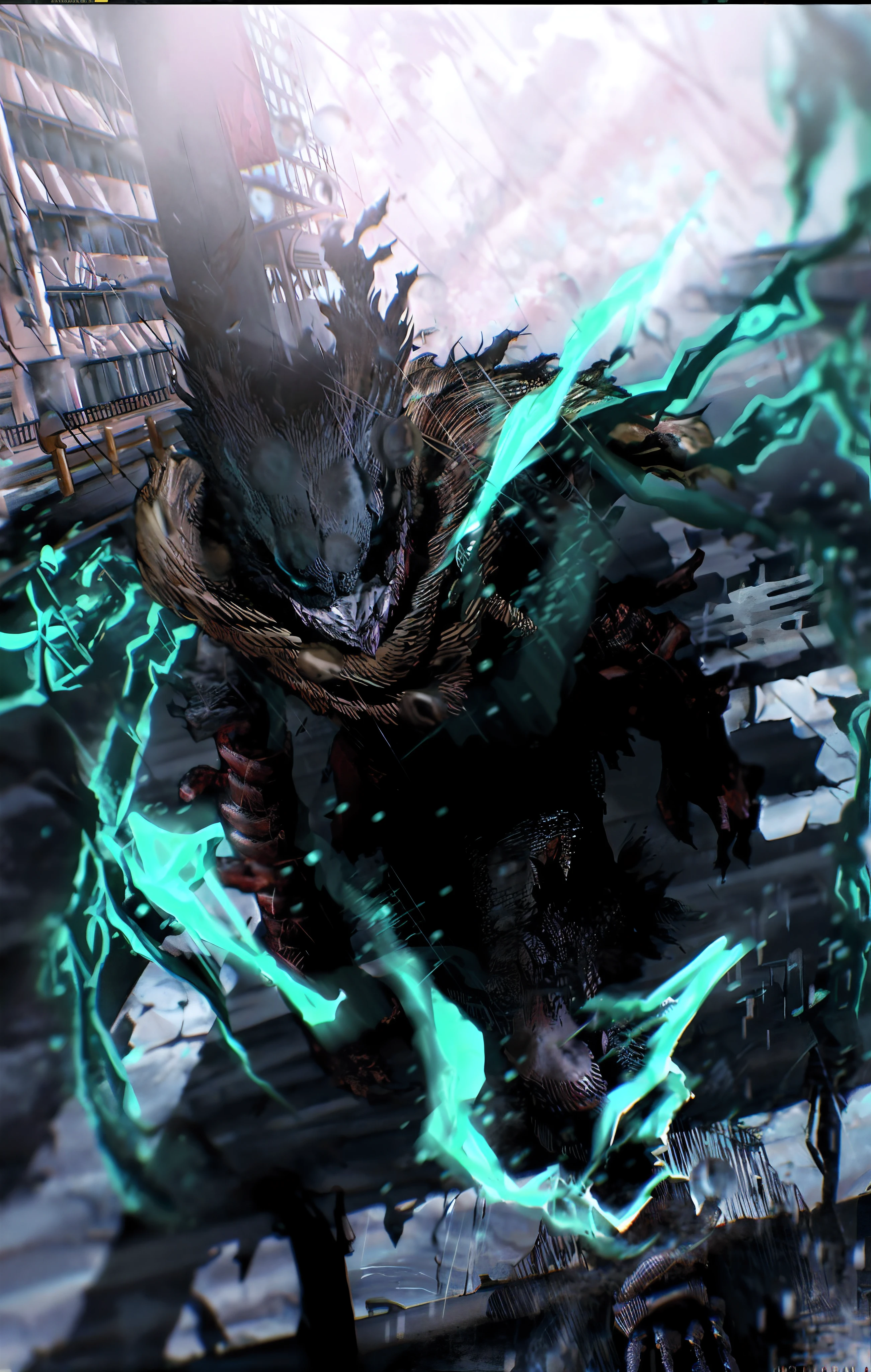there is a man with a green and black costume on holding a sword, the hydra from path of exile, ultra detailed game art, great corrupter, bloodborne monster, 4k highly detailed digital art, dark but detailed digital art, bloodborne art, fractal thunder dan mumford, detailed maw, badass anime 8 k, art render, 4k detailed digital art