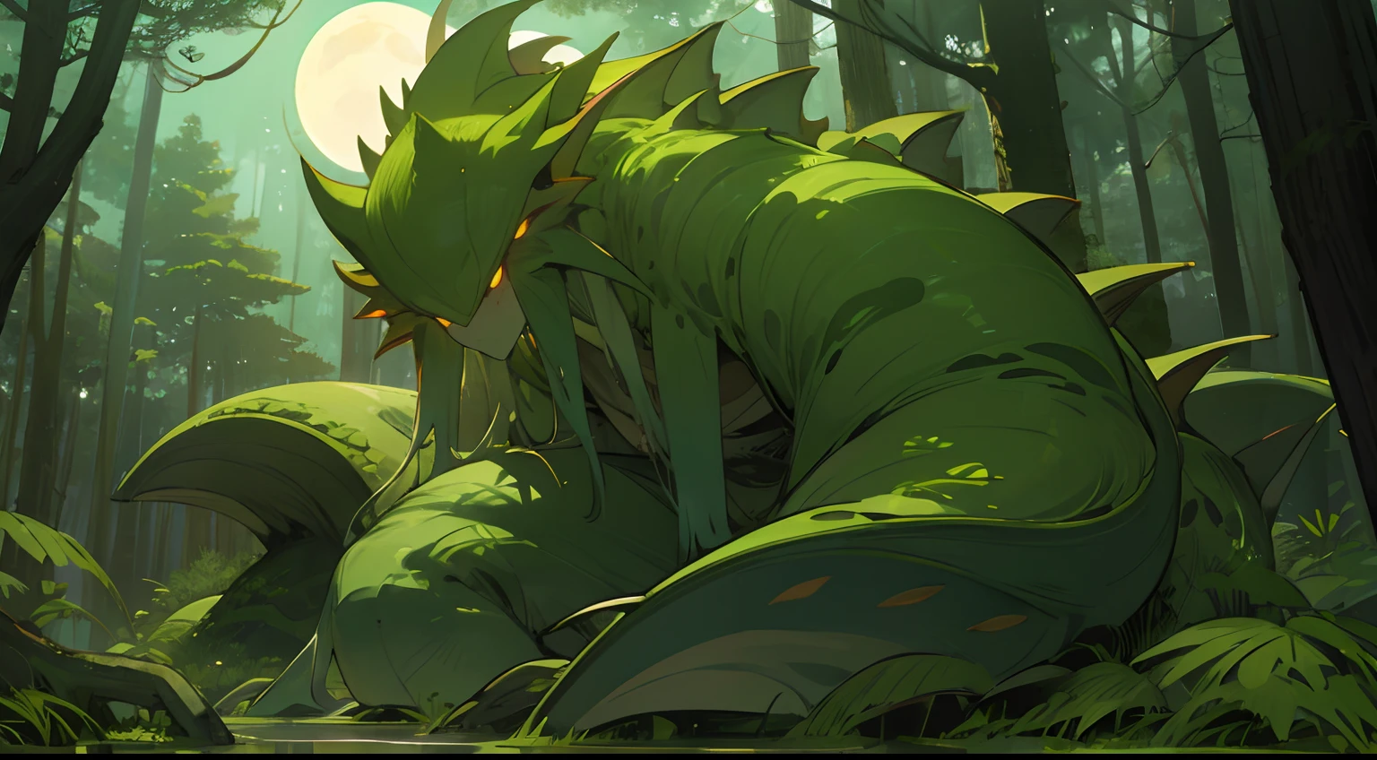 forest at night、Taiju's Monster、natta、plant monster、tentaculata、